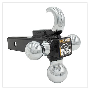 GusHill USA GH 45675 Trailer Hitch Tri-Ball Mount with Hook, Fits 2" Receivers