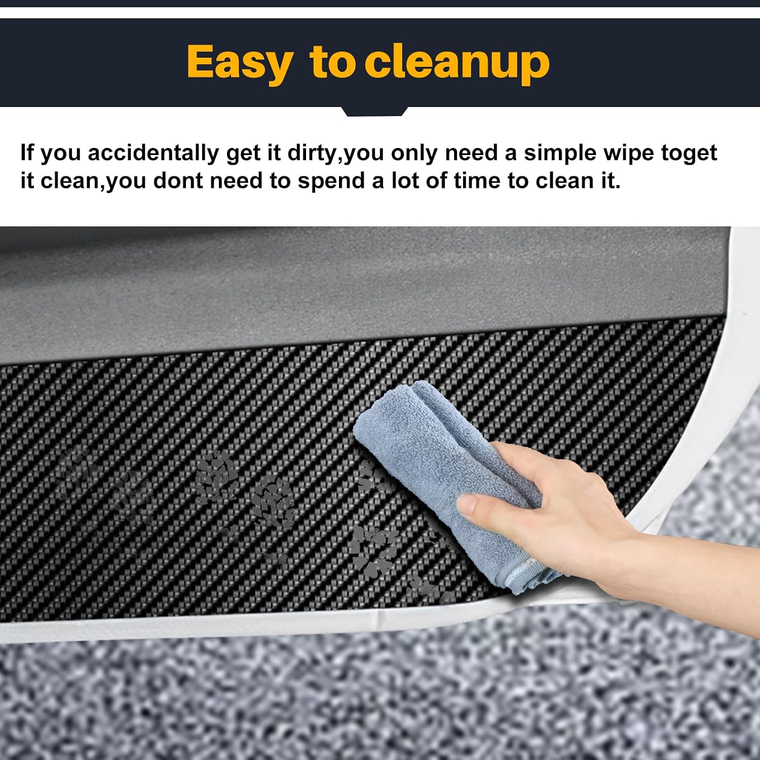 KUNGKIC Car Door Anti Kick Pad for 2024 2025 Mini Cooper S 3-Door F66 F67 Protective Stickers Interior Decals Accessories Self-Adhesive Side Edge Protection Mats Cover (PU, Carbon Fiber Pattern)