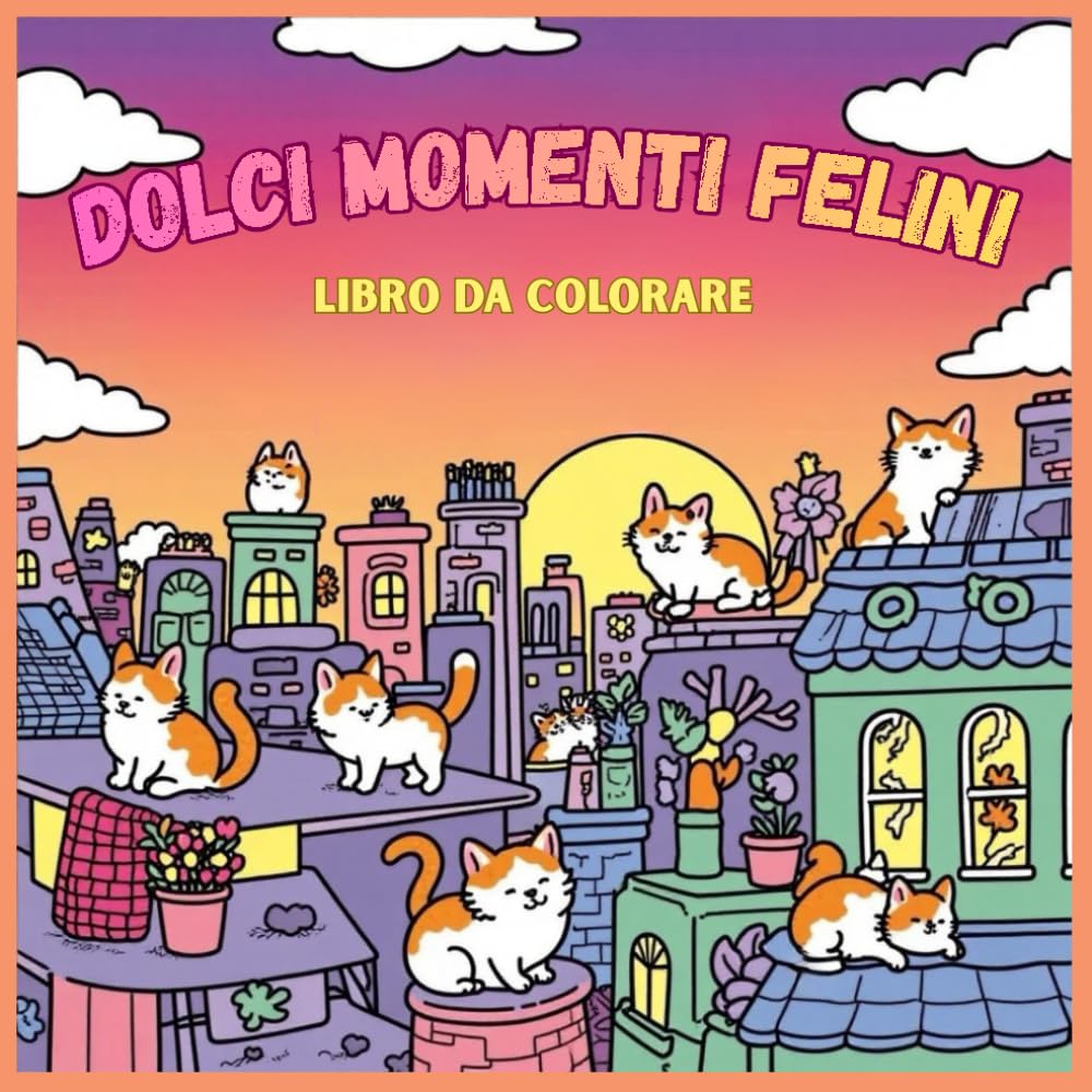 Dolci Momenti Felini: Libro da Colorare per Bambini ,Gatti Simpatici, Disegni Divertenti e Facili, Creatività, Fantasia e Apprendimento Per Tutte le Età.