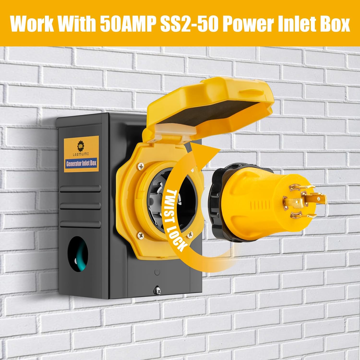 NEMA L14-30P to SS2-50R Twist Lock RV Marine Shore Power Generator Adapter Plug, 30 Amp 4 Prong Generator L14-30P Male to 50 Amp Marine Shore Power SS2-50R Receptacle 125/250V, ETL Listed