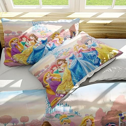 Miniatura 4 de Juego de ropa de cama de la colección con estampado de princesa de dibujos animados de anime, regalos de princesa para niñas, lujoso juego de ropa