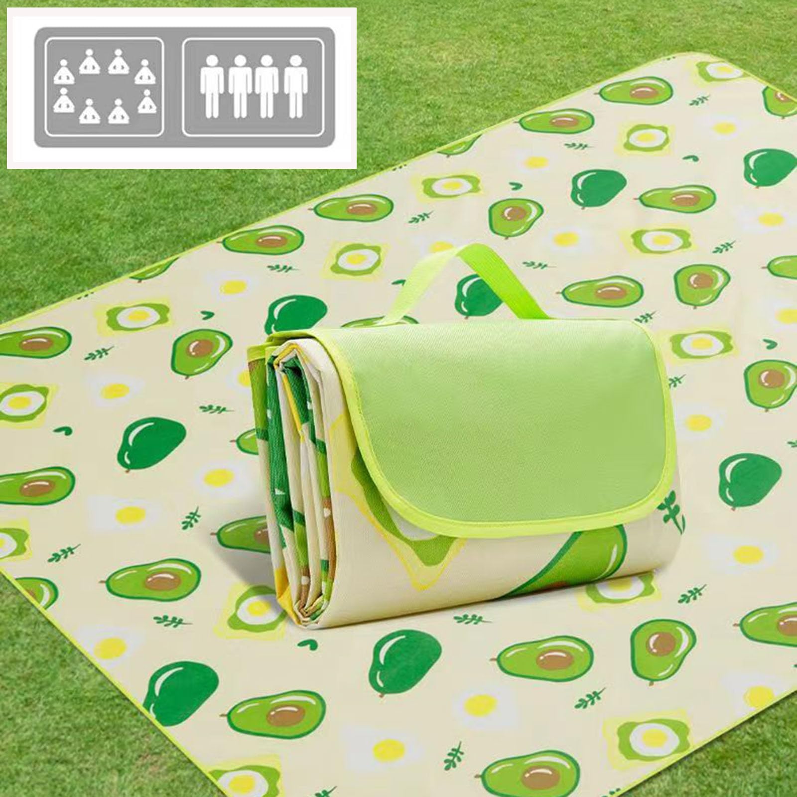 Coperte da picnic impermeabili pieghevoli, tappetino da picnic all'aperto, coperta da picnic, 190 x 198 cm, coperta da giardino per spiaggia, campeggio, escursionismo, parco, patio