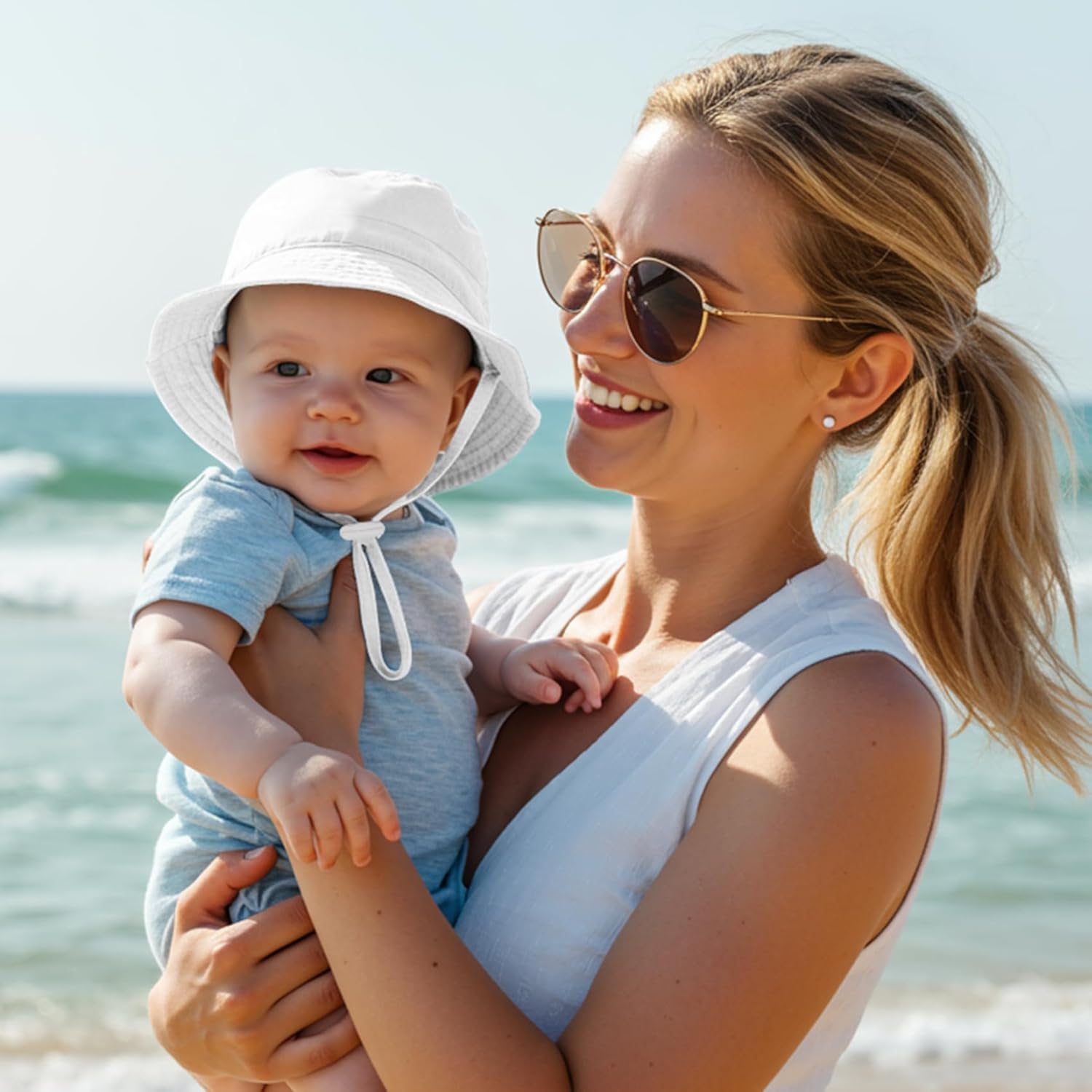 Durio UPF 50+ Beach Baby Sun Hat Sun Protection Cute Wide Brim Summer Baby Boy Bucket Hats Toddler Sun Hats for Girl - Image 6