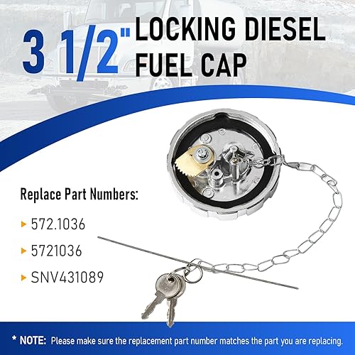 Miniatura 3 de Tapa de combustible diésel con bloqueo (2 piezas), compatible con Kenworth Peterbilt Freightliner Western Star Semi Truck, cubierta de tanque de gas