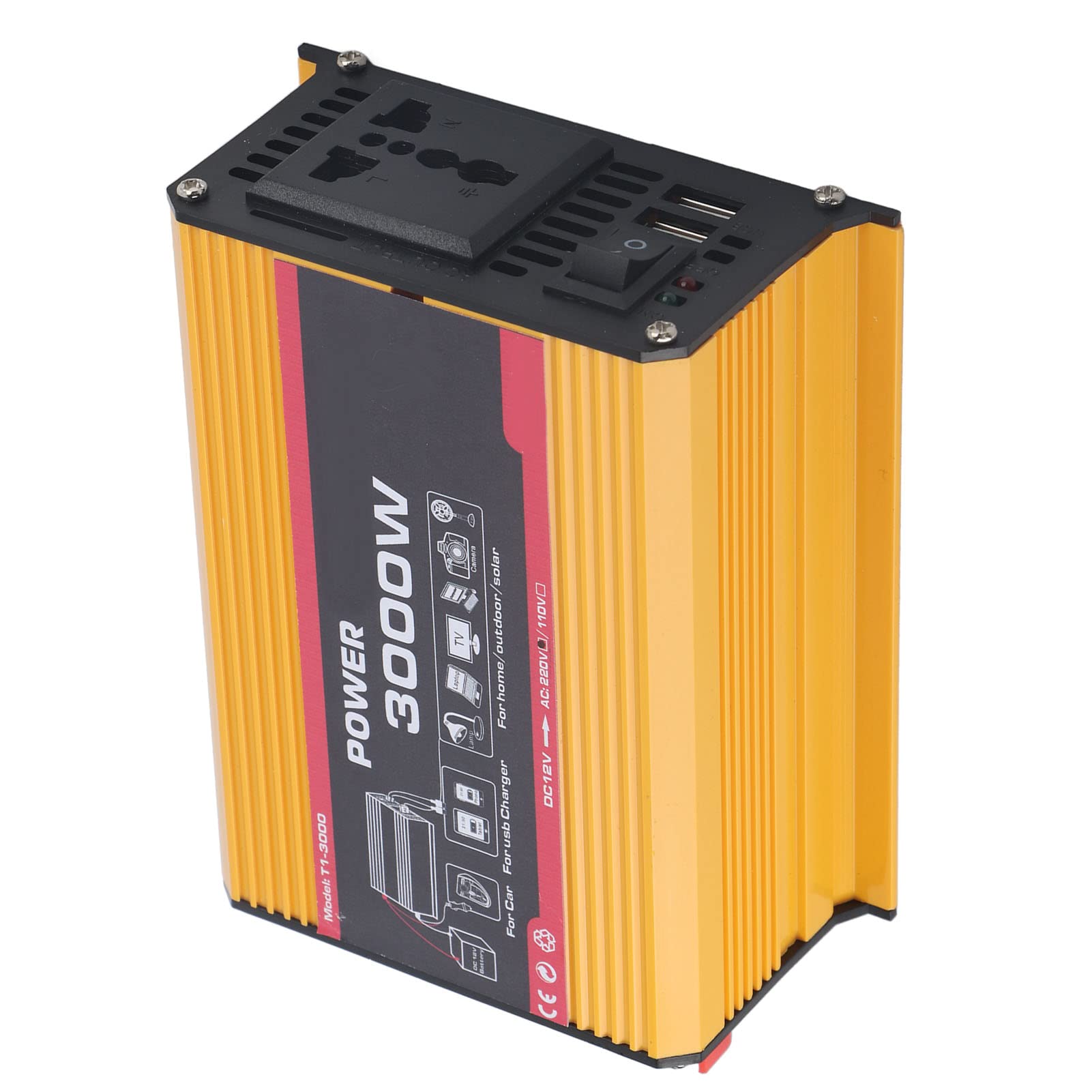 CHICIRIS Inversor de Coche de 3000 W con USB Dual, Convertidor de