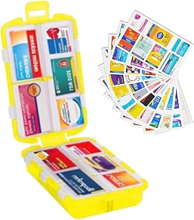 INVODA 7 Day Pill Organizer with Medicine Labels Travel Compact Portable Daily Use
