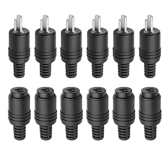 12 Pieces 2 Pin DIN Speaker Plugs and Sockets with Screw Terminals 6 Pairs Hi-Fi Speaker Cable Connectors (Male/Female) No Soldering