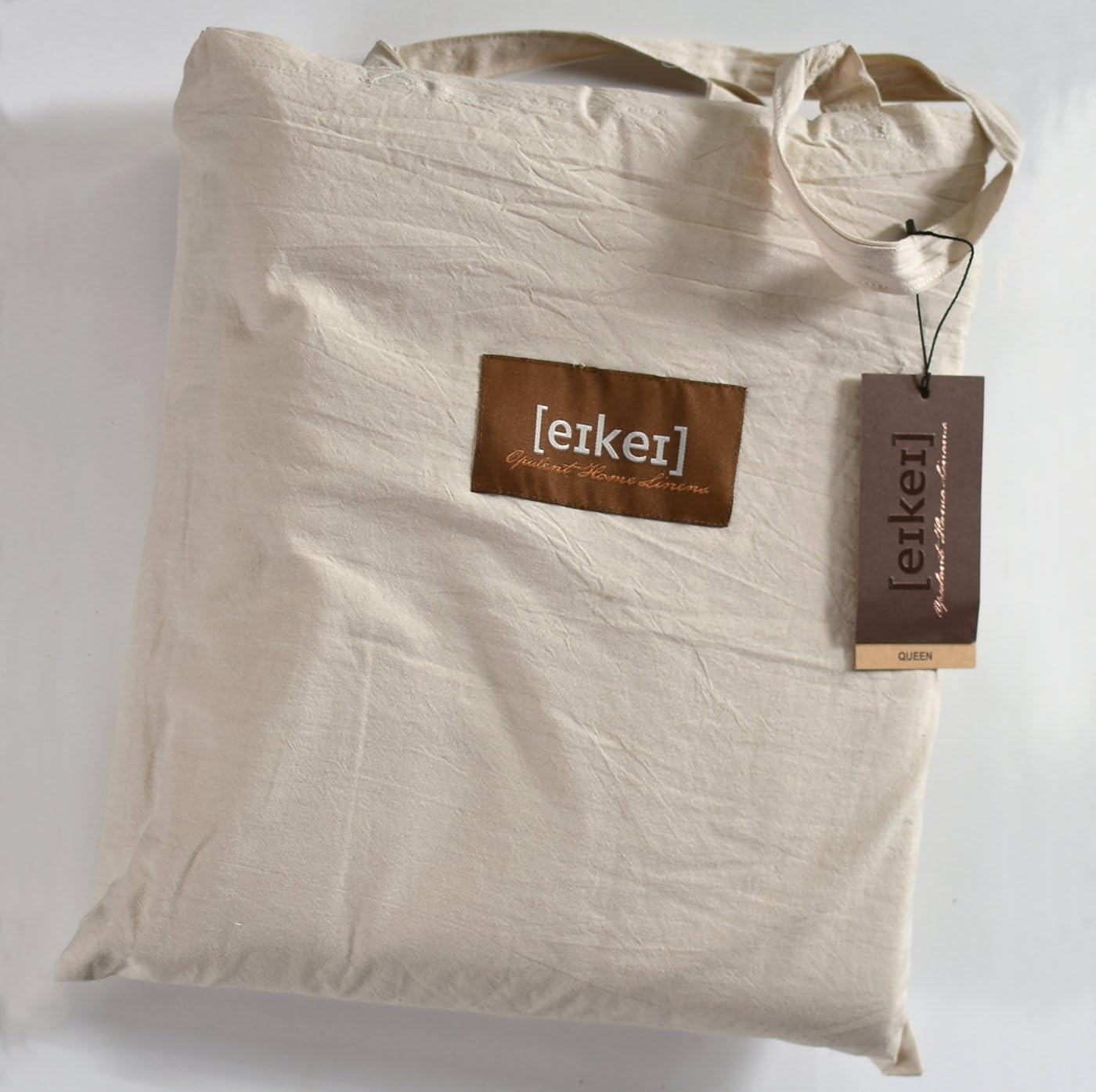 Eikei Washed Cotton Chambray Duvet Cover Solid Color Casual Modern Style Bedding Set Relaxed Soft Feel Natural Wrinkled Look (Lambskin, Queen)