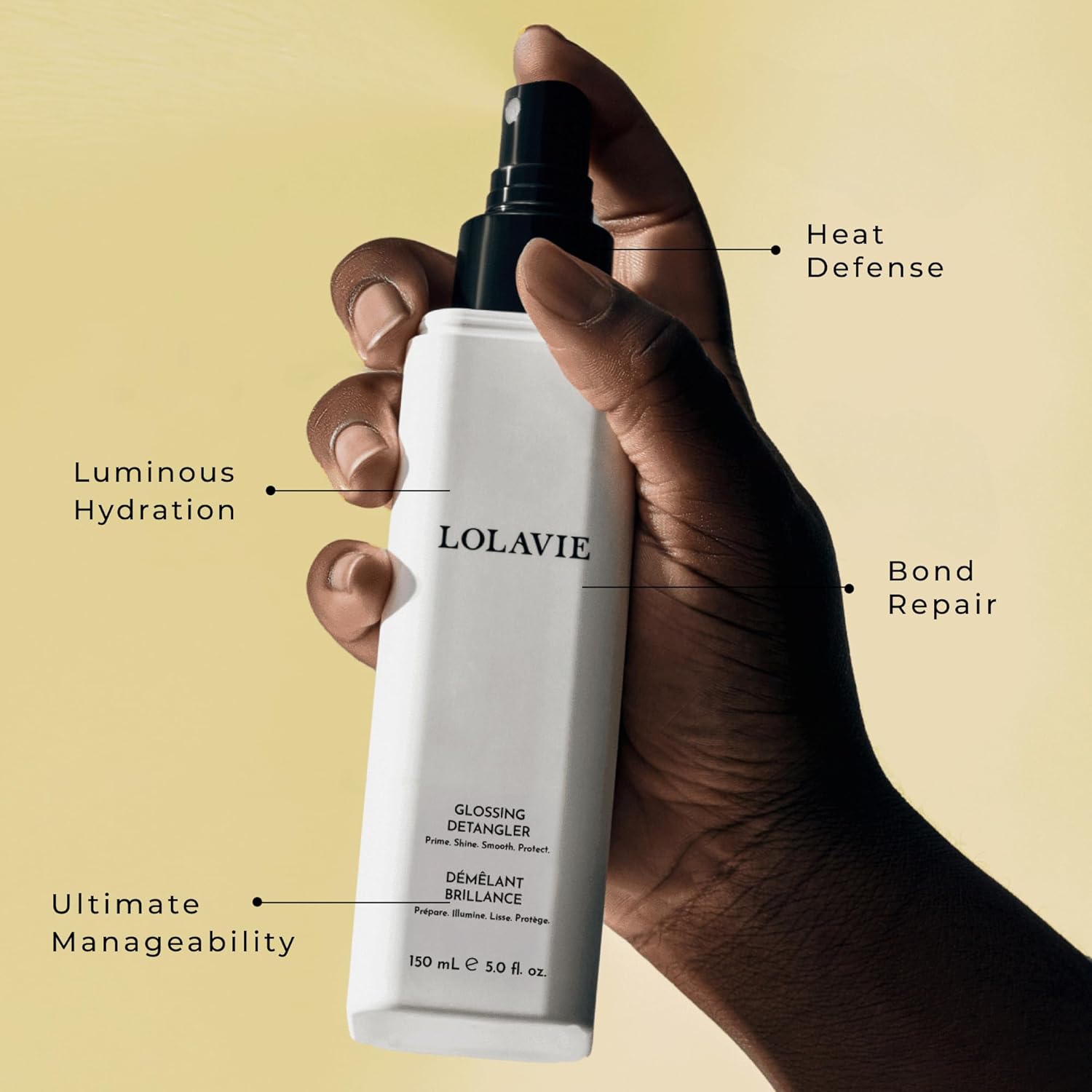 LolaVie Glossing Detangler - 12 oz - Delivers 15x Softer, Smoother Hair & 99% Reduction in Flyaways - 450-Degree Heat Protectant - Color Safe - All Hair Types