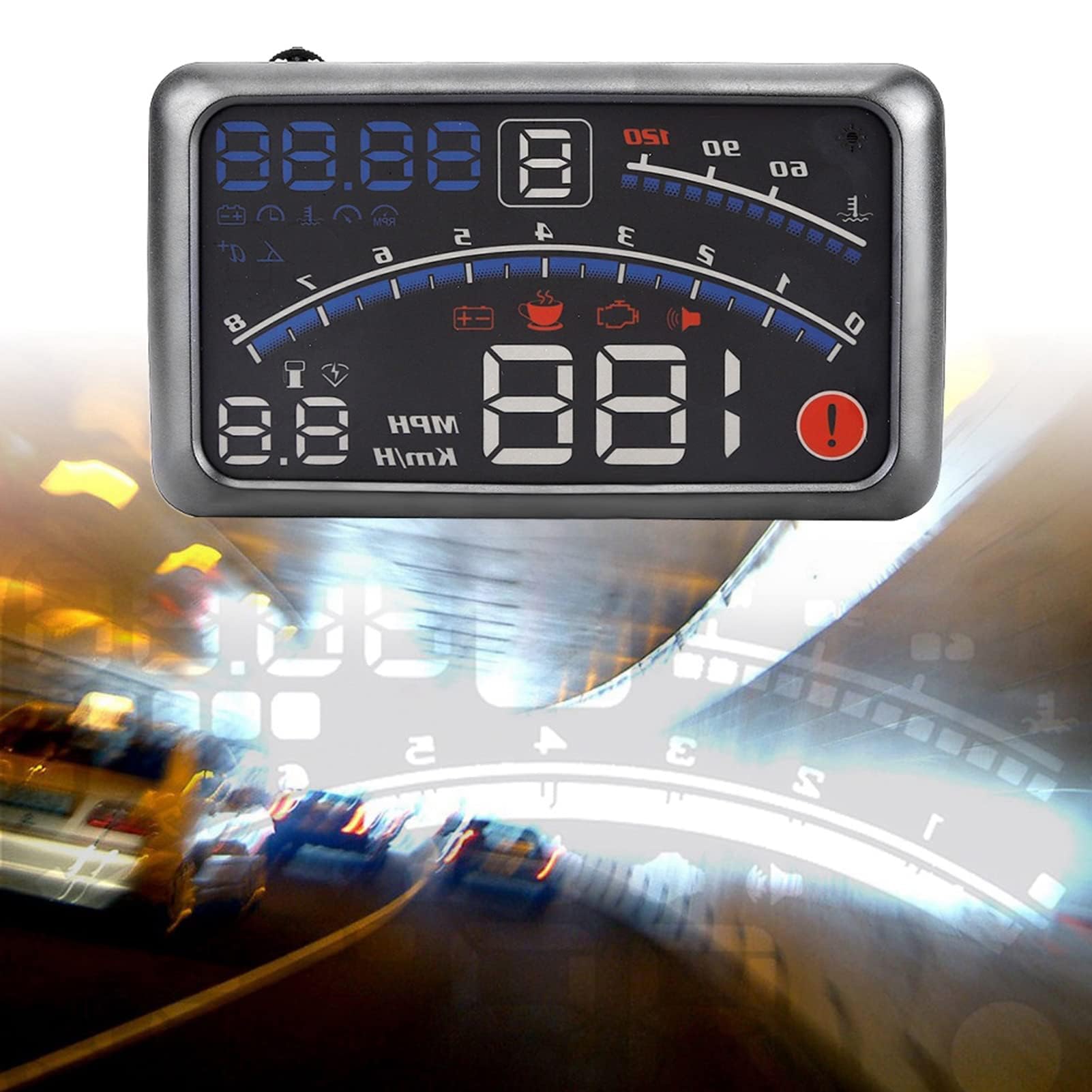 Wyświetlacz Samochodowy Head Up, Uniwersalny Wyświetlacz HUD Head Up MPH/KM/h Ostrzeżenie o Ograniczeniu Prędkości Plug & Amp Play