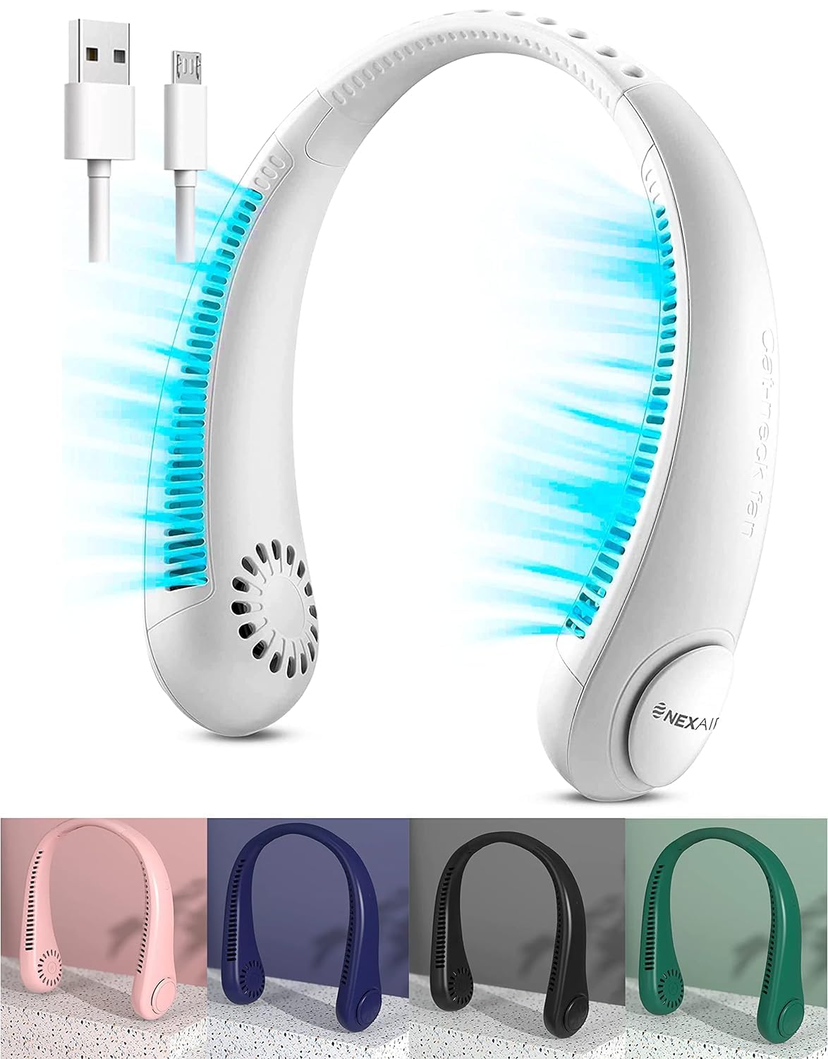 Portable Neck Fan Rechargeable 2400Mah Usb Wearable Personal Hands Free 360° Twist, Lightweight Silicone 3 Speeds, Hanging Bladeless For Outdoor Indoor Travel sports Multi (B0CXJZH1R7) Amazon Price History, Amazon Price Tracker