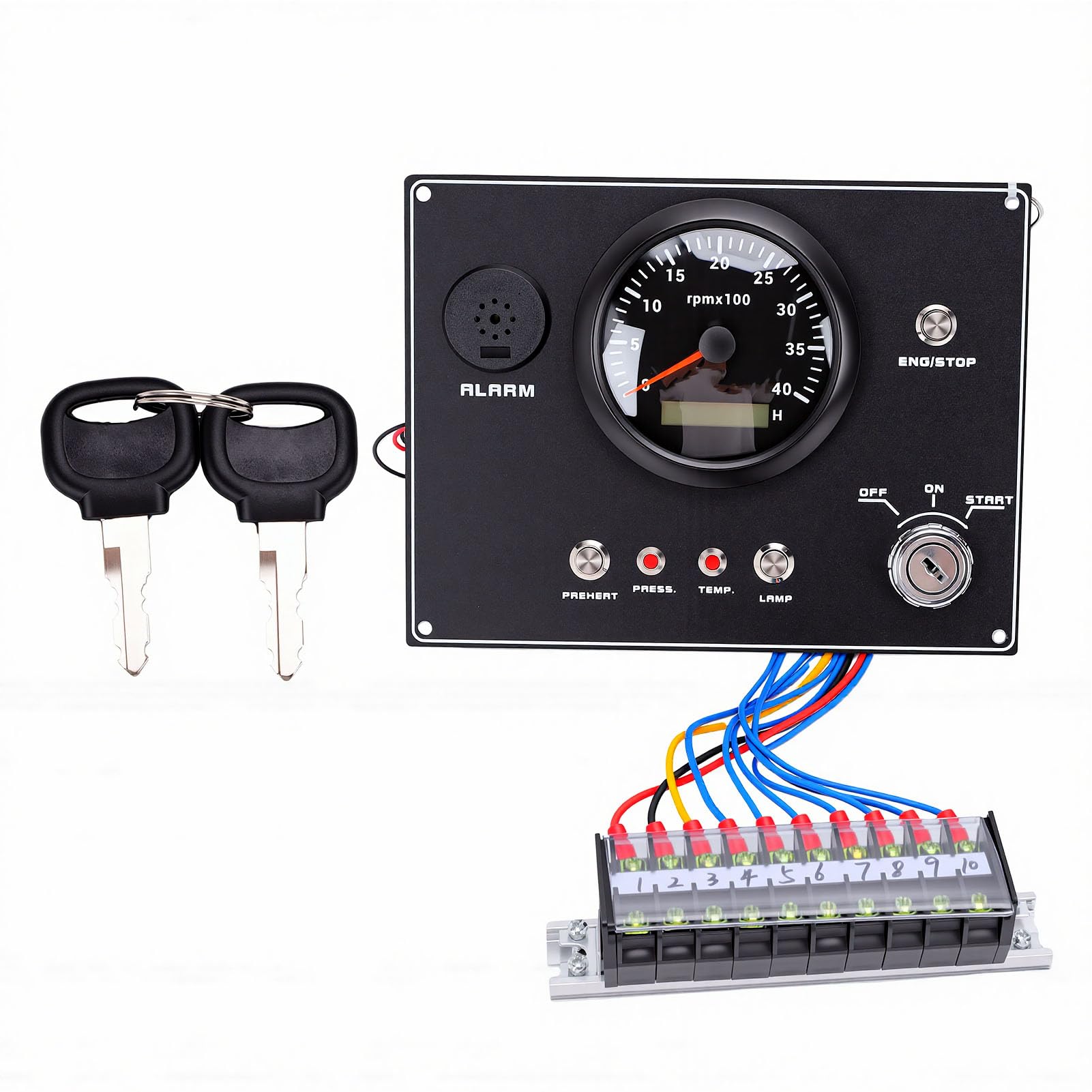 Medidor de RPM de Motor Marino Panel de Tacómetro de Aleación de Aluminio de 0 a 4000 RPM con Función de Alarma y Precalentamiento para Yates, Lanchas Rápidas y Monitoreo de Consola de Barco