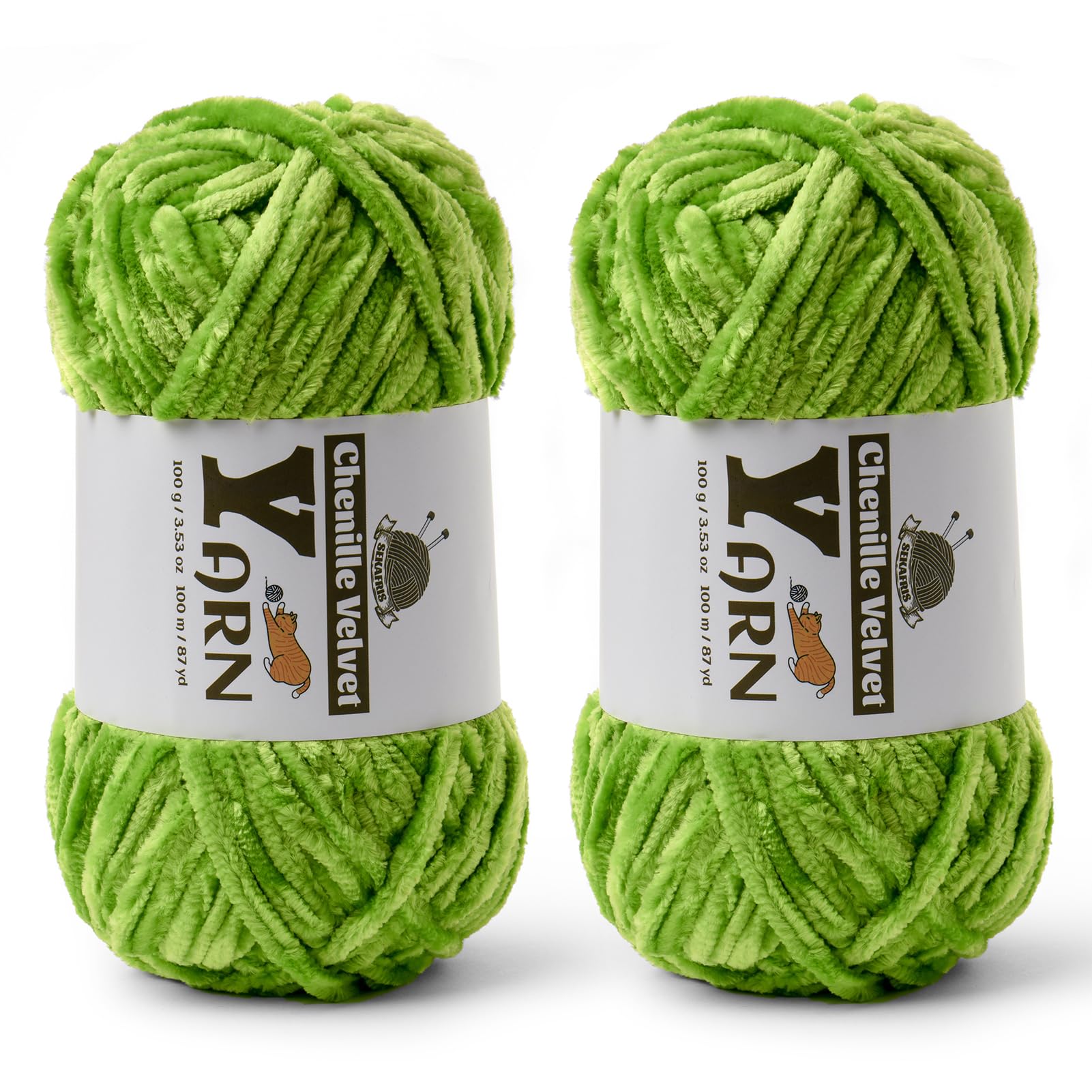 Chenille Crochet Emerald Green Yarn 2 Pack