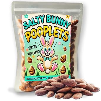 Salty Bunny Pooplets - Premium Roasted Salty Almonds - Easter Basket Stuffers - Cute Healthy Fillers and Tasty Treats