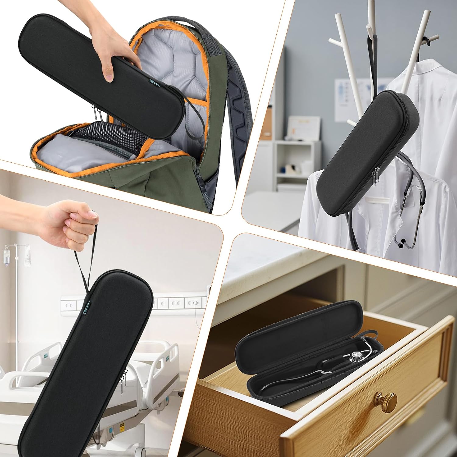 Beautyflier Stethoscope Case for 3M Littmann Classic III, Hard Travel Case for 3M Littmann Classic III Monitoring Stethoscope, EVA Stethoscope Carrying Case, Protecive Storage Box for Stethoscope