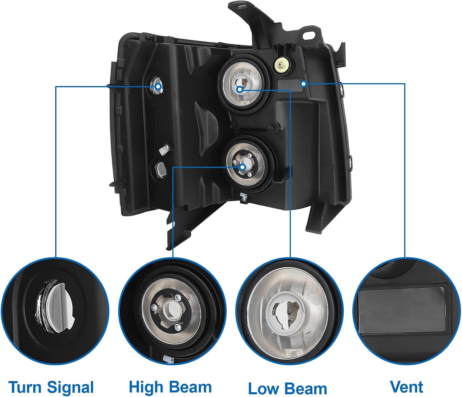 Headlight Fit For 2007-2013 Chevy Silverado 1500 / 2500HD / 3500HD & 2014 Old Body Style Driver And Passenger Side