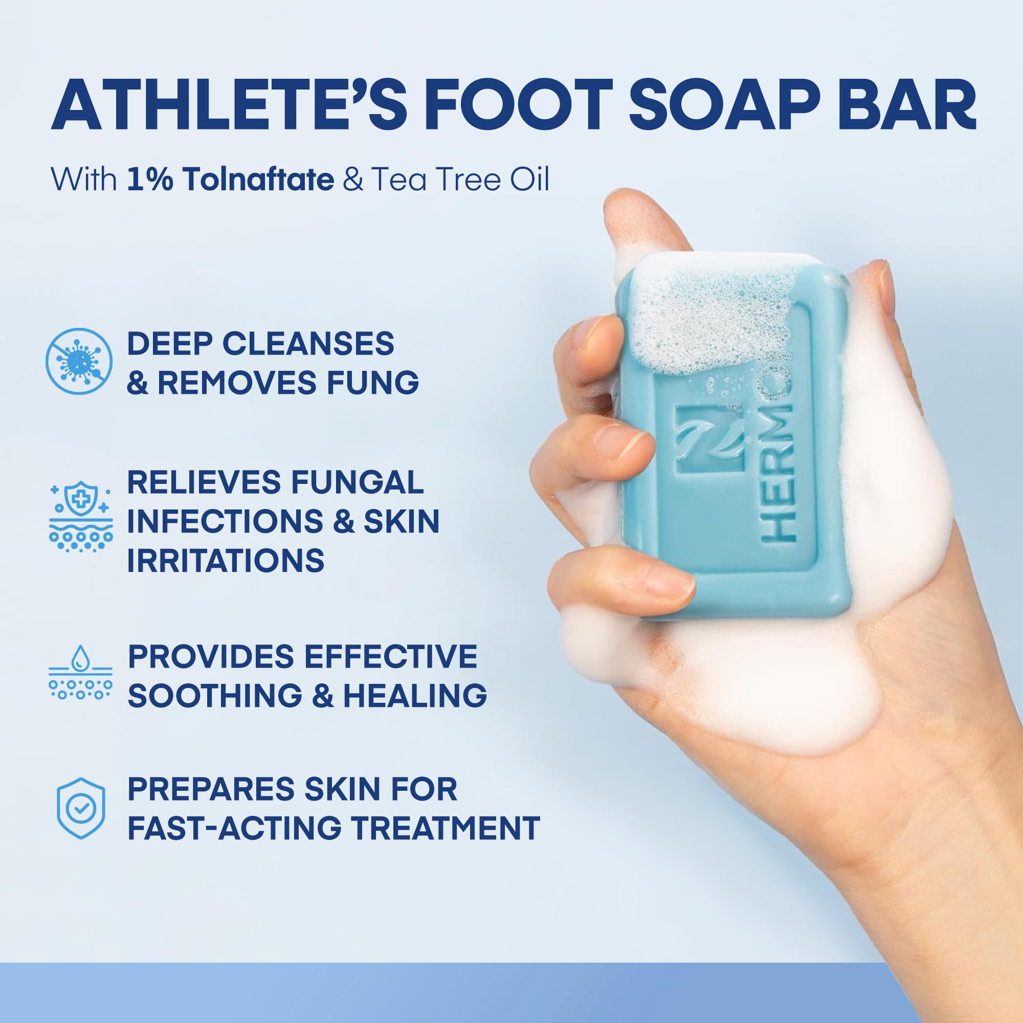 Hermon Athletes Foot Treatment Kit: Clinically Proven Antifungal Cream with Tolnaftate 1% & Tea Tree Oil Soap - Fast-Acting Relief for Itching, Burning & Cracking - 2oz Tube / 4oz Bar — Amazon image 5