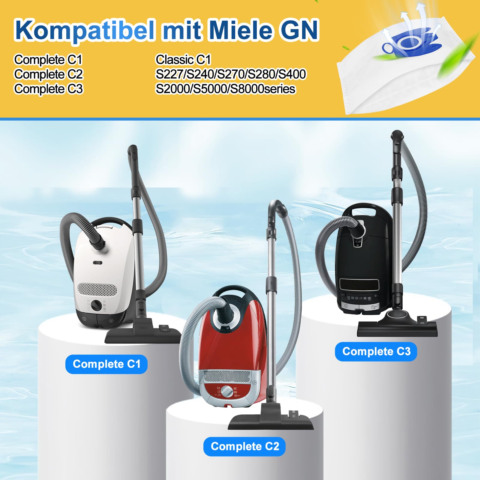 12 Sacchetti Per Aspirapolvere Miele GN 3D Classic C1 Complete C2 C3 S2000 S5000 E S8000 Series Sacchetti Per La Polvere 4 86973715 - Foto 7