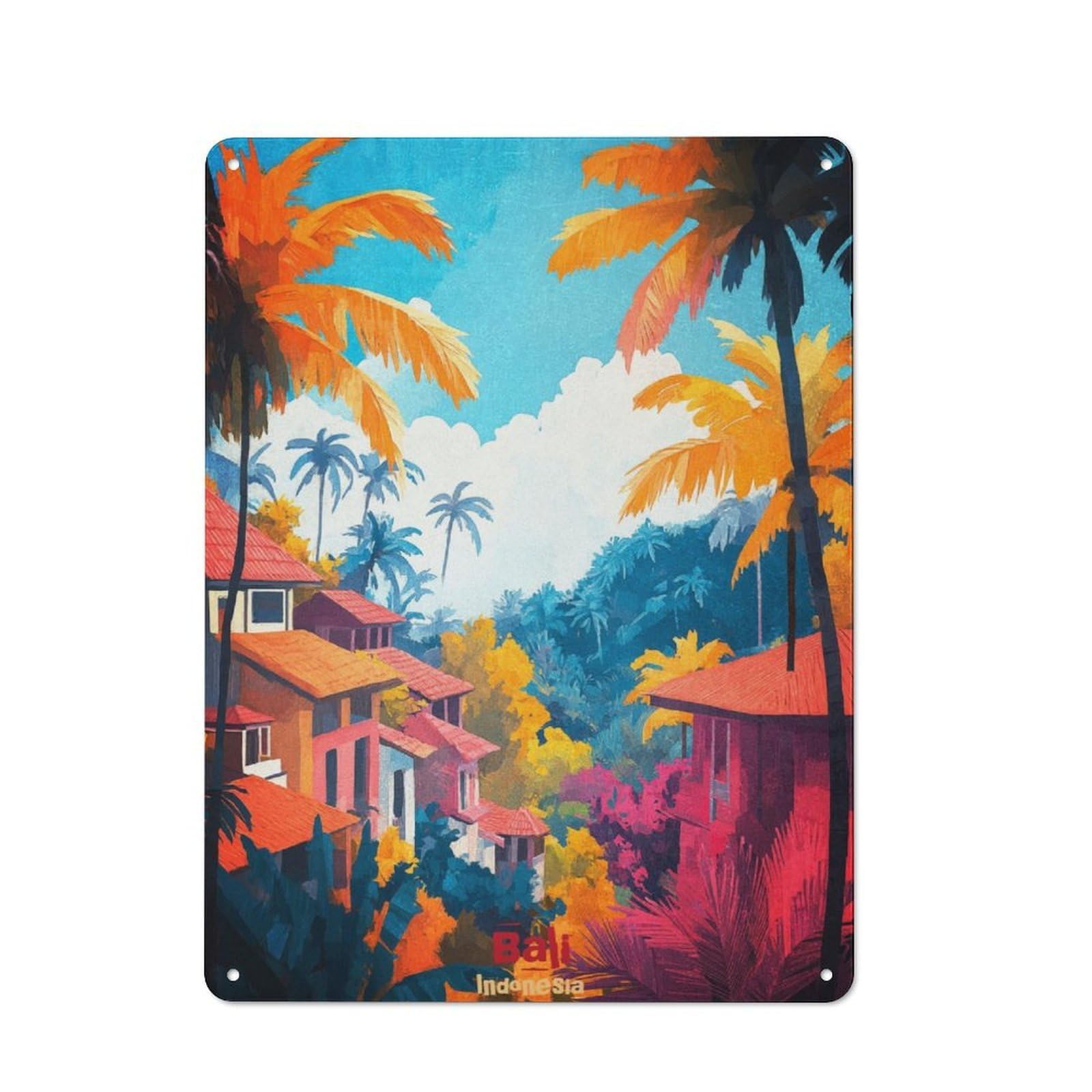 Junmoney Bali Art Shop Front Style Decorative Metal Plaque 40X30cm, Shop Wall Decor For Cafe, Bistro, Bakery Or Restaurant