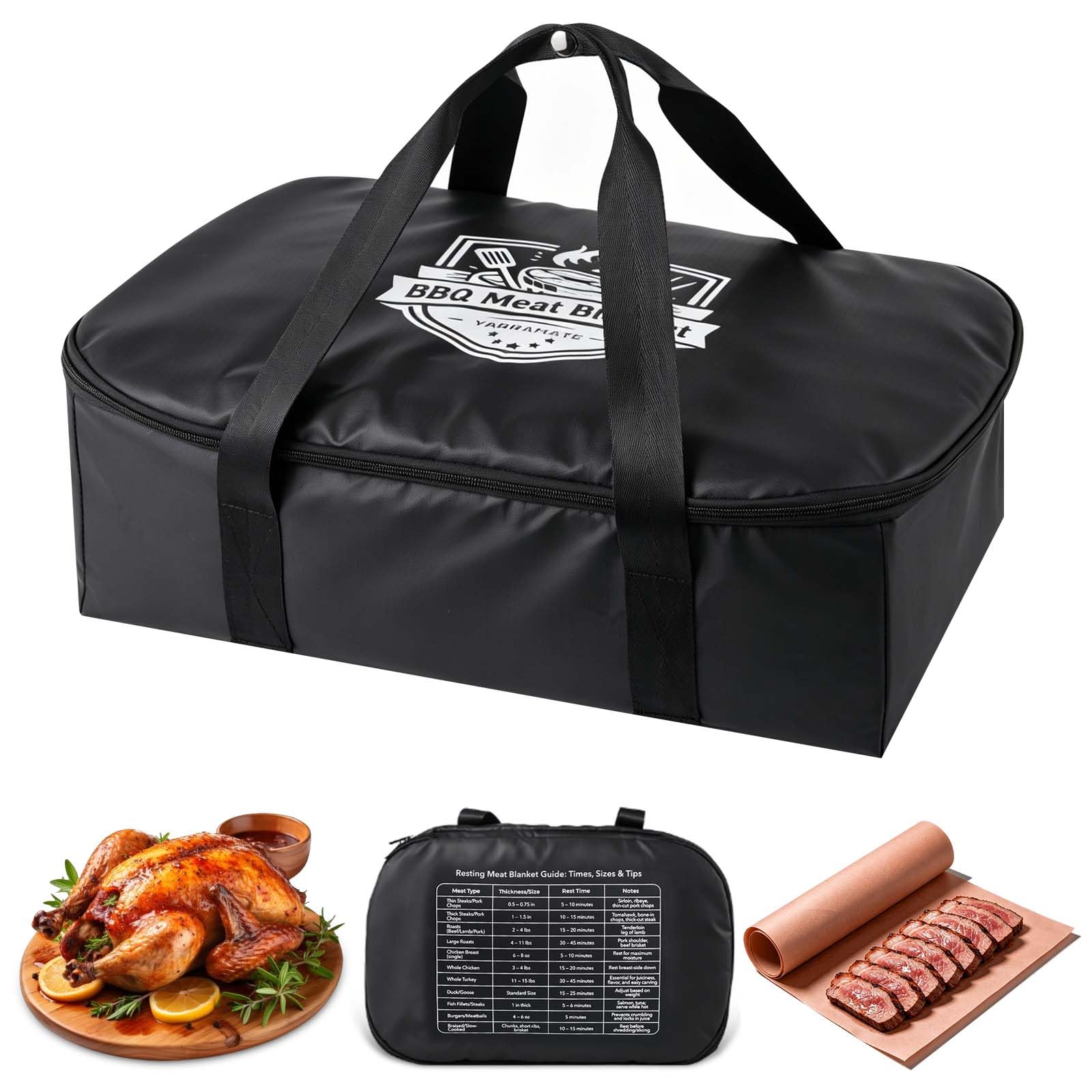 YARRAMATE Koc BBQ wielokrotnego użytku do odpoczynku mięsa, 21" izolowana torba na mostek, termiczny pojemnik z szerokim otworem, akcesoria do wędzarni, prezenty dla mężczyzn i taty