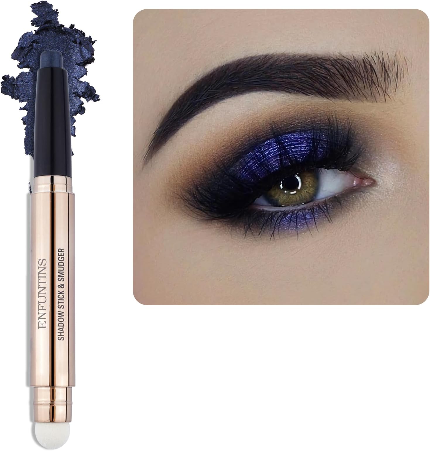 Cream Eyeshadow Stick, Long-Lasting, Crease-Proof Eyeshadow with Built-in Smudger Eye Shadow Midnight Blue