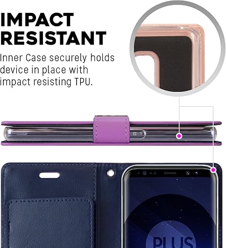 Miniatura 2 de GOOSPERY Rich Wallet para Samsung Galaxy S9 Plus Case (2018) Ranuras para tarjetas adicionales Funda de cuero Flip (púrpura)