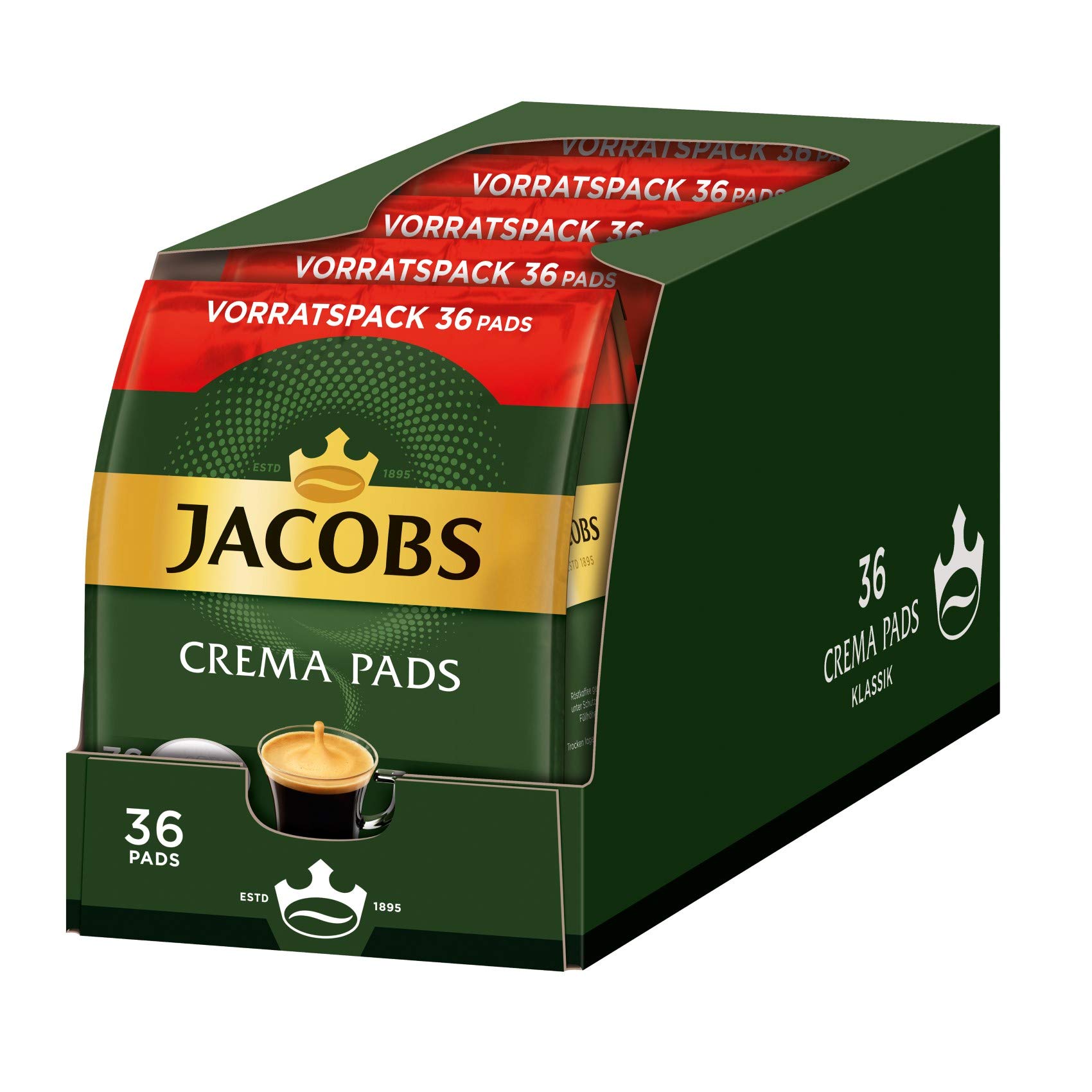 JACOBS Pads Crema Classic Senseo kompatibel Vorteilspack 5x 36 = 180 Kaffeepads