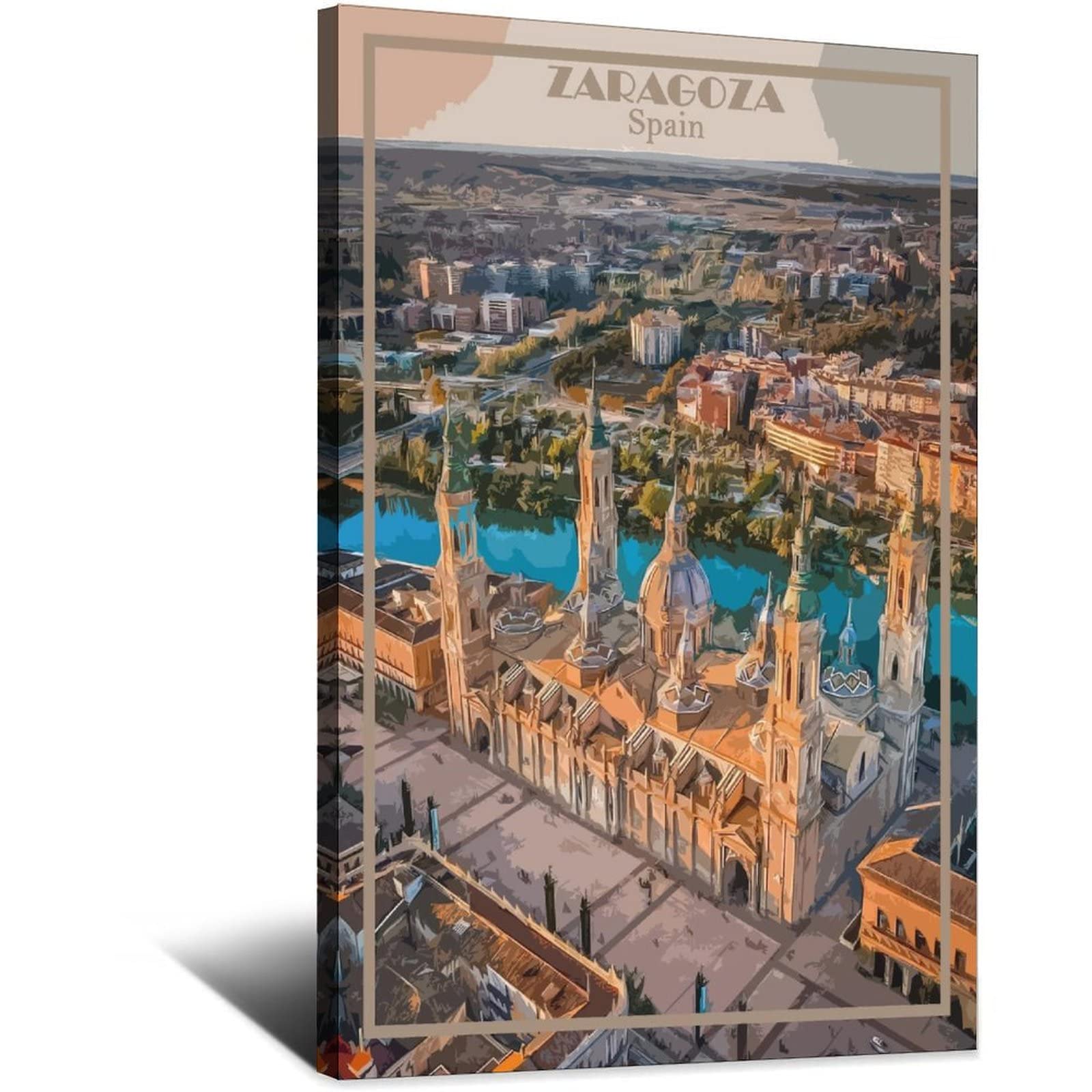 Metal Tin Sign Spain Zaragoza Basilica of Our Lady of Pilar Vintage Travel Tin Sign Rustic Decor Cave Coffee Shop Bar Bedroom Home Wall Decor Tin Sign 14x20CM