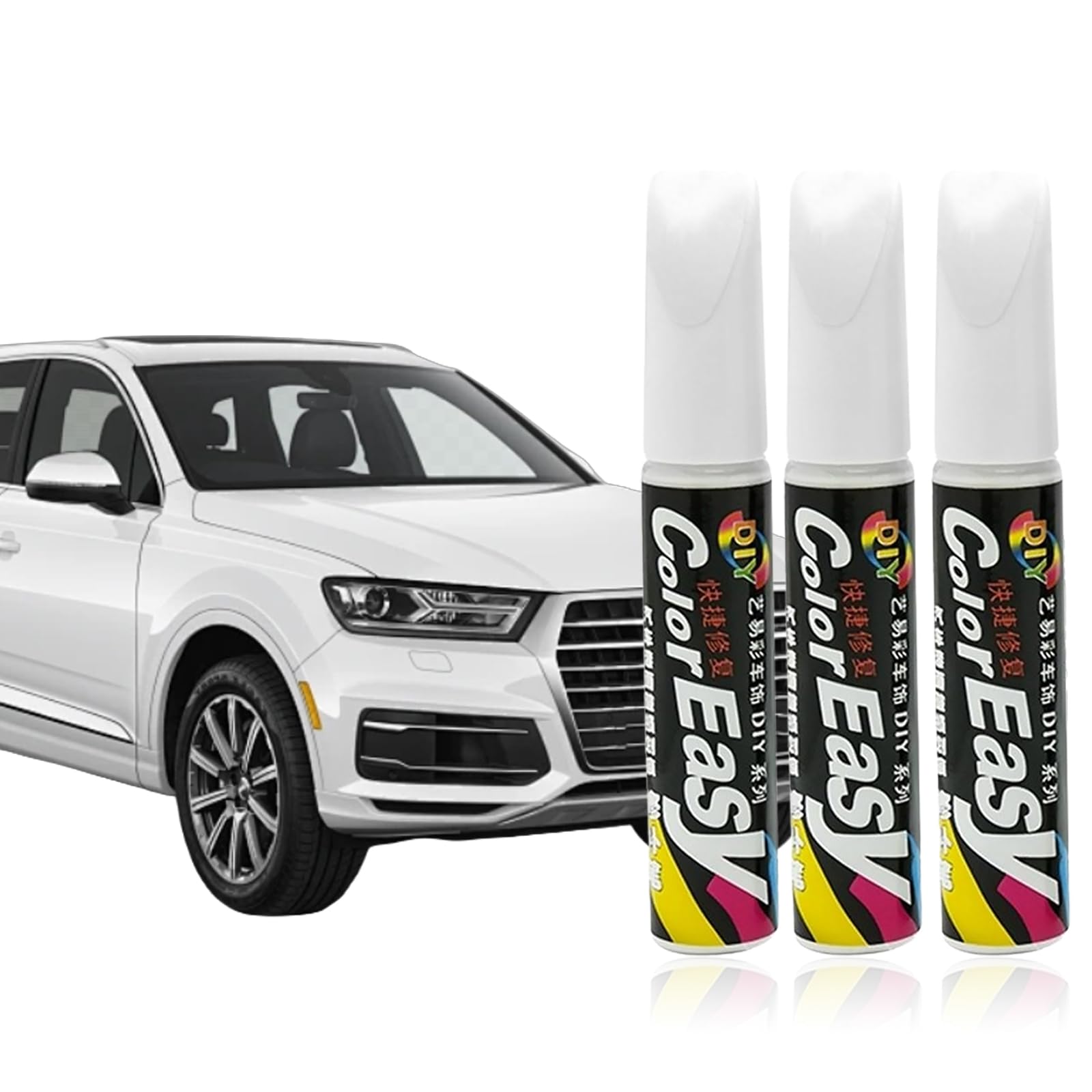 DEJIN 3PCS Car Touch up Paint Pen, White, 12ml (White)