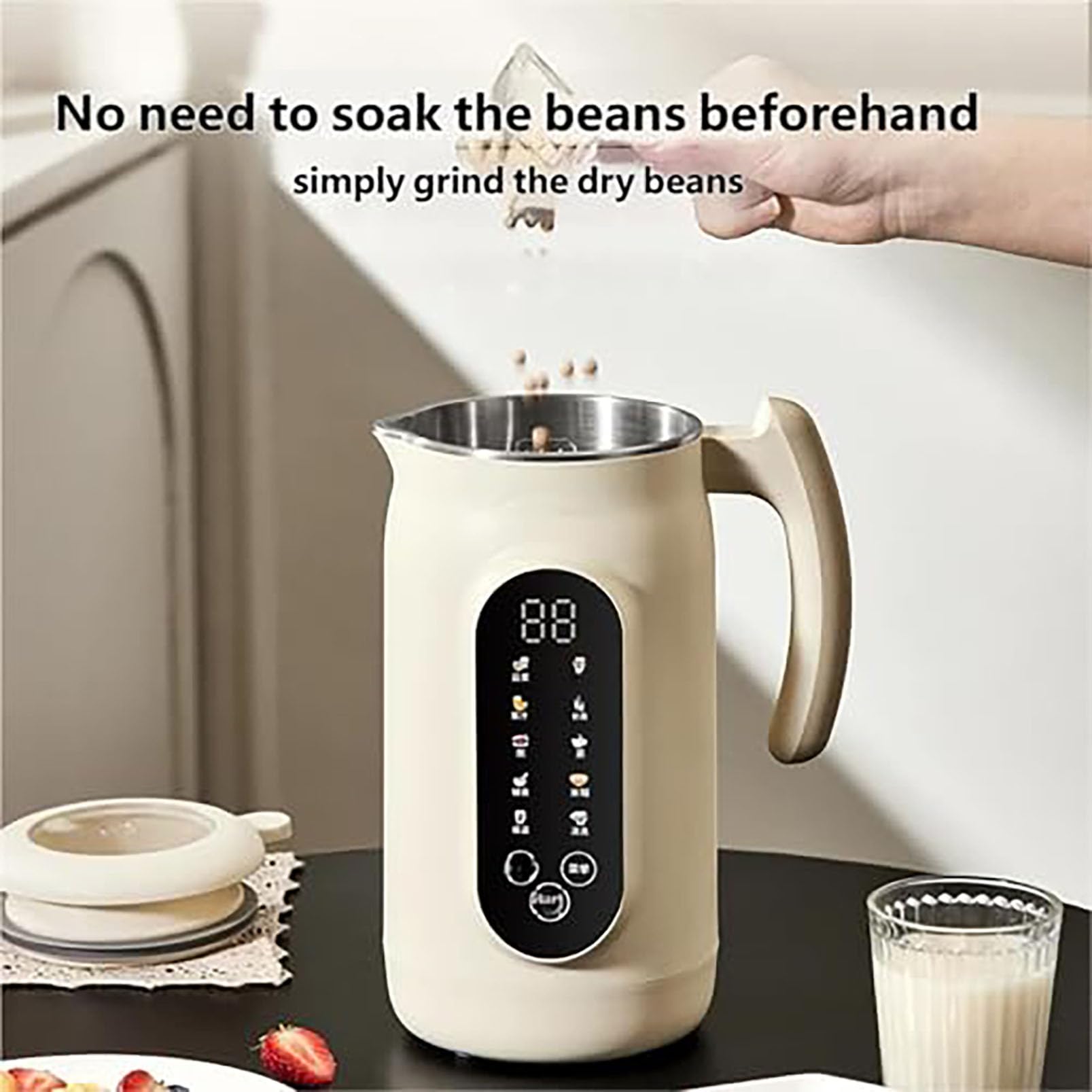 10-W-1 Maszyna Do Mleka Orzechowego 1500ml 800W | 14 Ostrzy, Ciepłe I Zimne, Timer 12H, Samoczyszczenie Do Mleka Roślinnego(white)