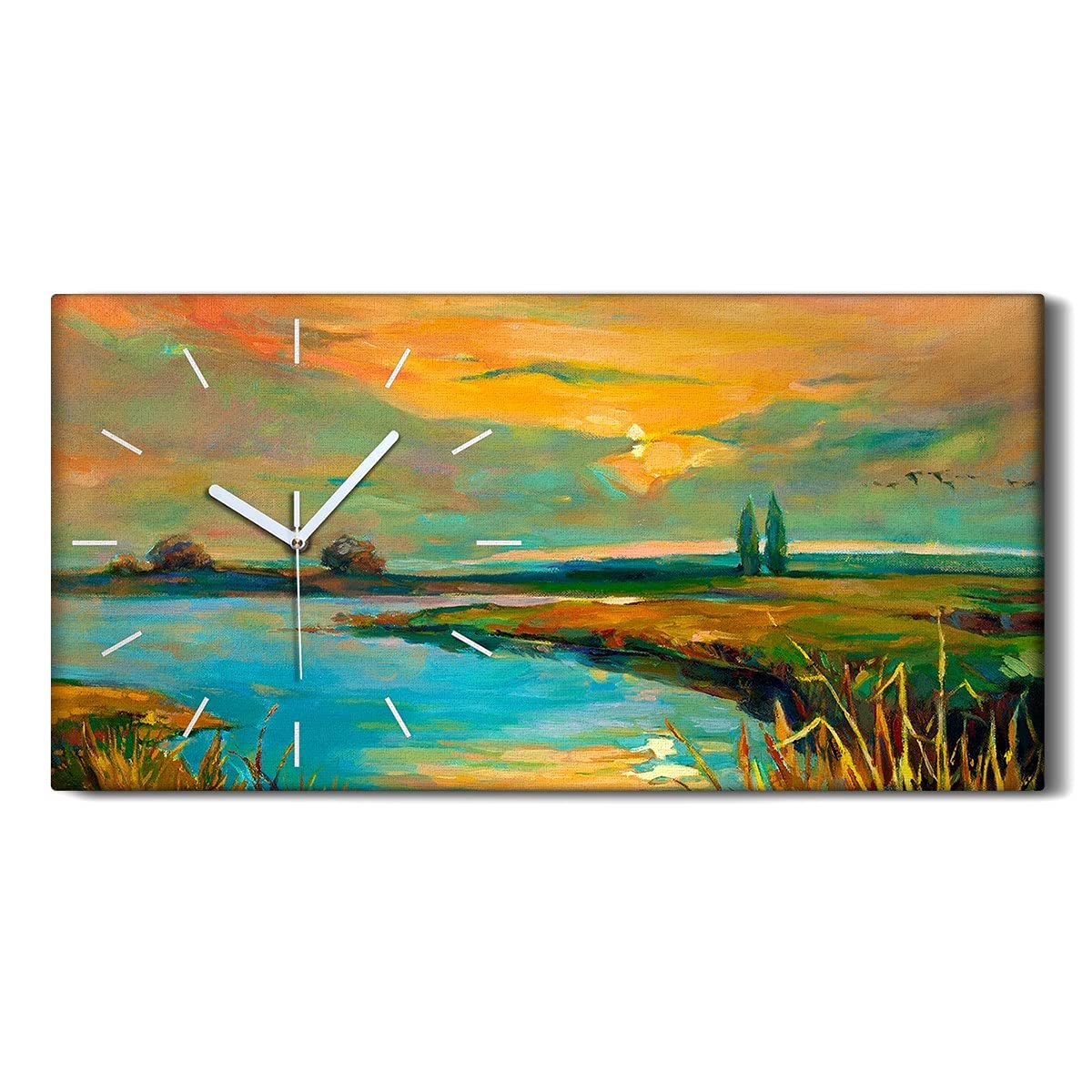 Horloge sur Toile Silencieuse sans Tic-Tac Décoration Coucher de Soleil