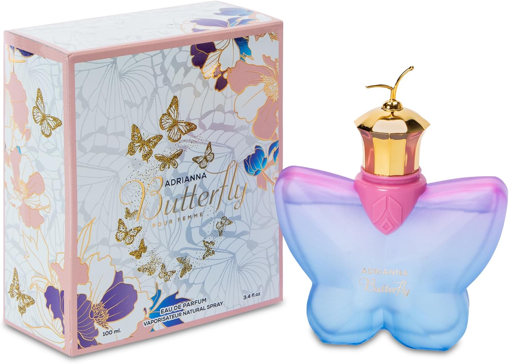 A CENTER Adriana Butterfly Women's Perfume, Gift for Her, Fragrance Gift for Women, Eau De Parfum Spray, Floral & Sweet Scent Beautiful Bottle 100ML for Work Days