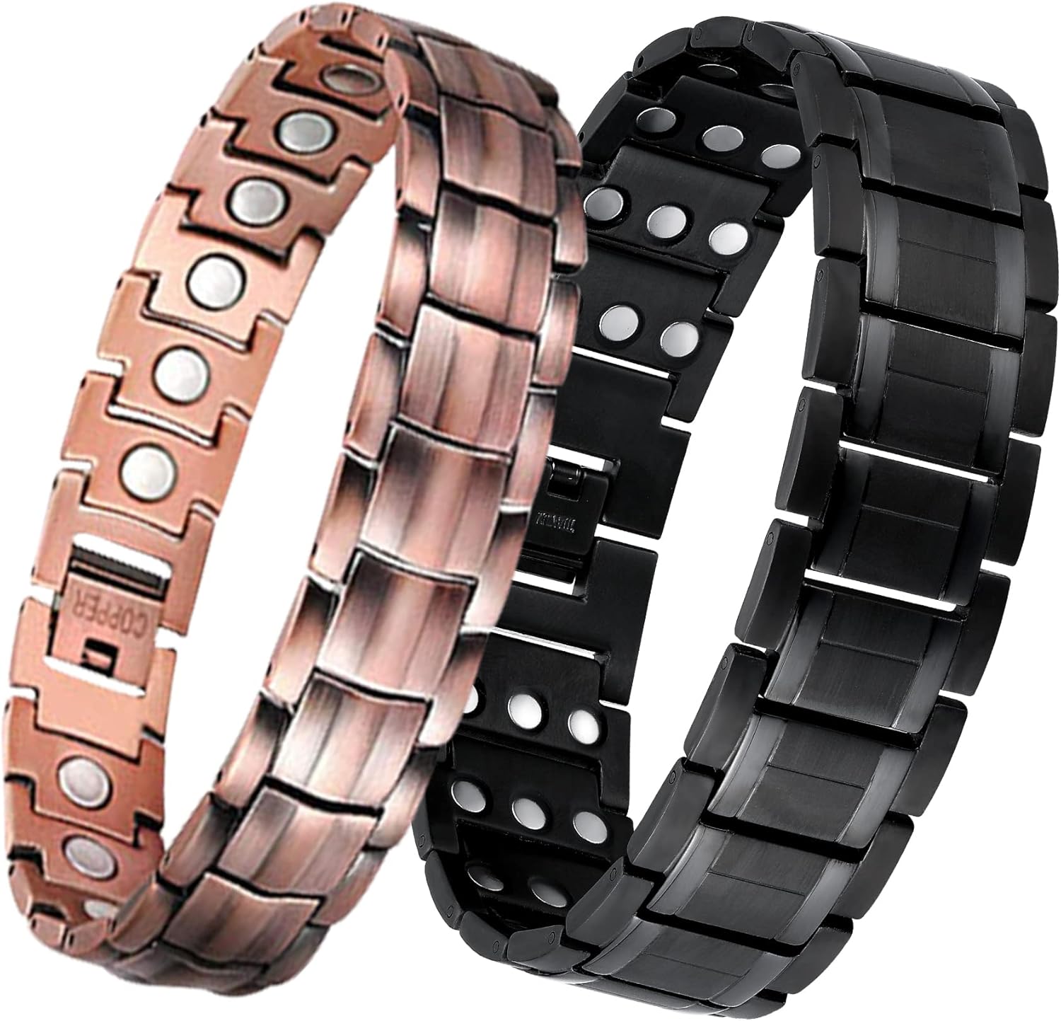 Feraco 3X Magnetic Bracelets for Men Titanium Steel Pure Copper Magnetic Bracelet