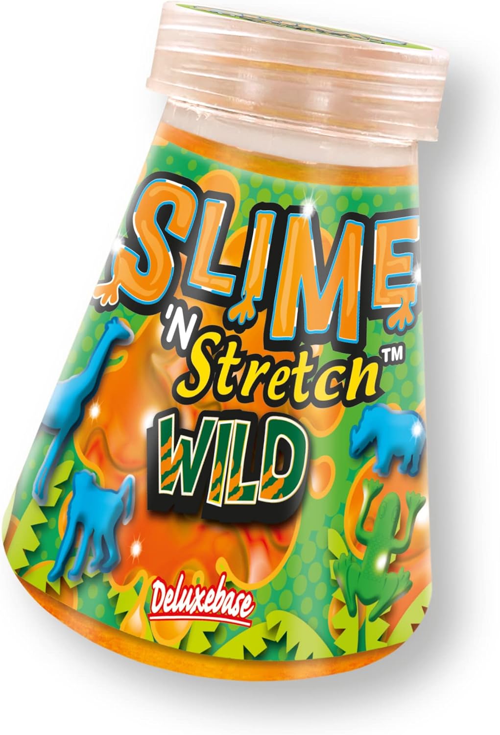 Slime 'n Stretch Wild Animals by Deluxebase. Kids Colorful Stretchy Slime with Squishy Wildlife Model, Non-Toxic Sensory Play Toy, Fun Wild Animals Toys for Boys & Girls.