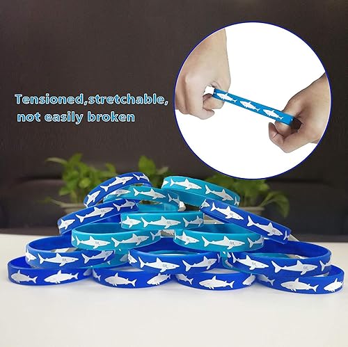 Miniatura 3 de Pulseras de goma de tiburón, pulseras para fiestas temáticas de tiburones, para adultos, regalos de cumpleaños, paquete de 24