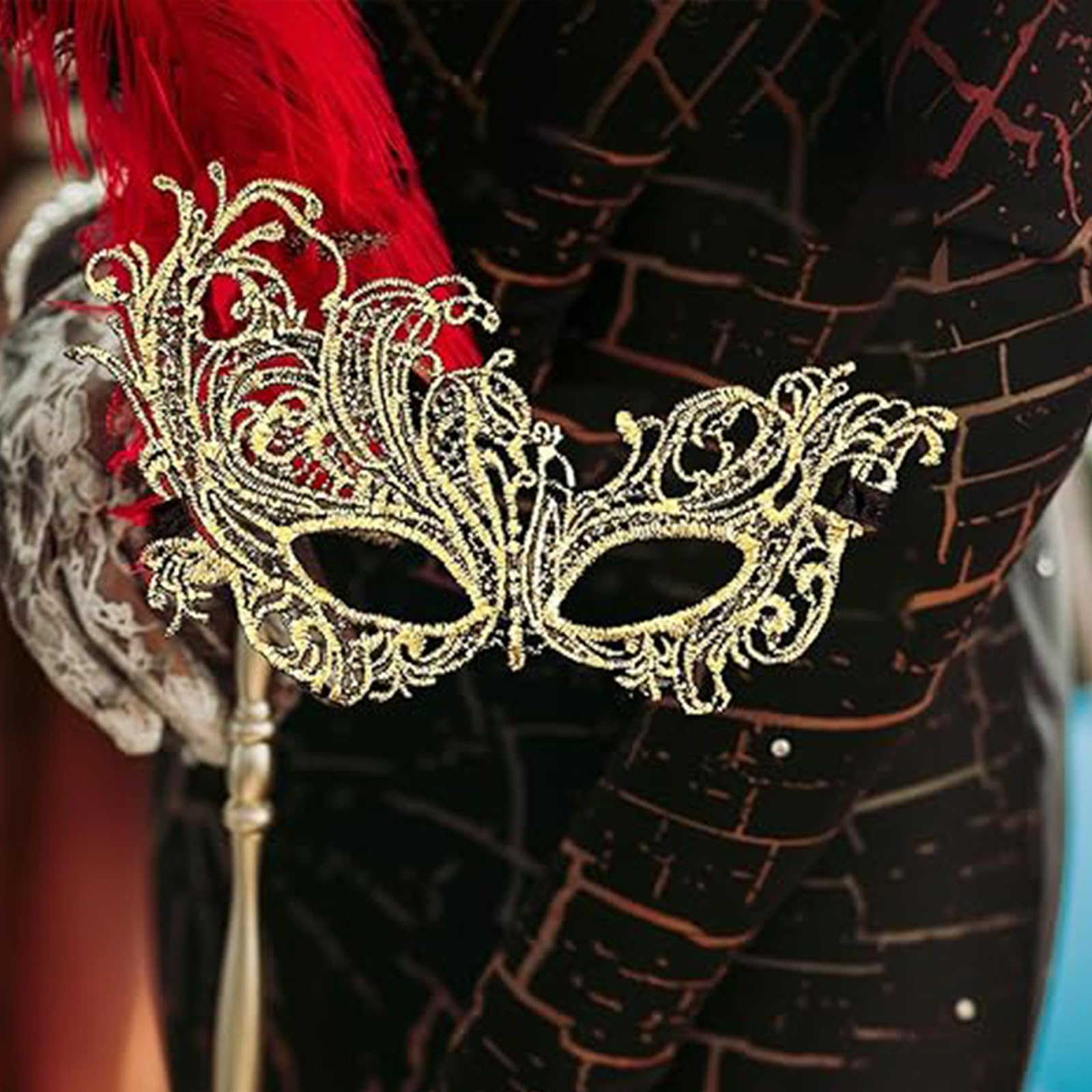 2PCS Gold Masquerade Masks Venetian Eye Mask Venetian Women Mask Mardi Gras Party Evening Prom Costume Mask - Image 4