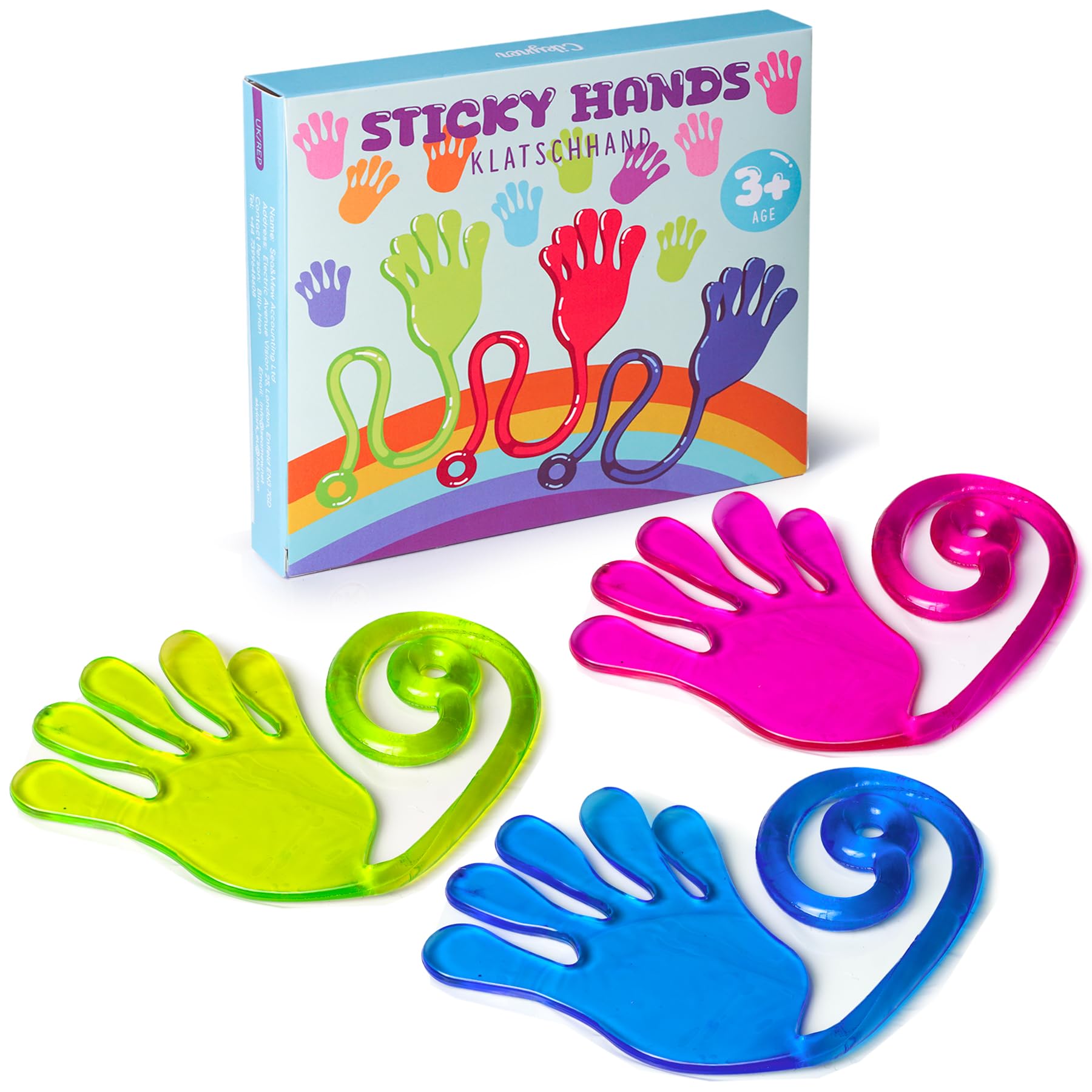 Cikyner Klatschhand für Kinder, 3 Stück Bunte Glibberhand als Party Mitbringsel Gastgeschenk, Gummi Hand, Klebehände Spielzeug für Klassenpreise, Geburtstagsfeier, Ostern, Weihnachts