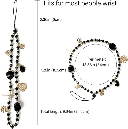 Miniatura 5 de Correa de muñeca para teléfono, con cuentas para teléfono, bonita correa de cadena compatible con iPhone 16, 15, 14, 13, 12, teléfonos inteligentes,