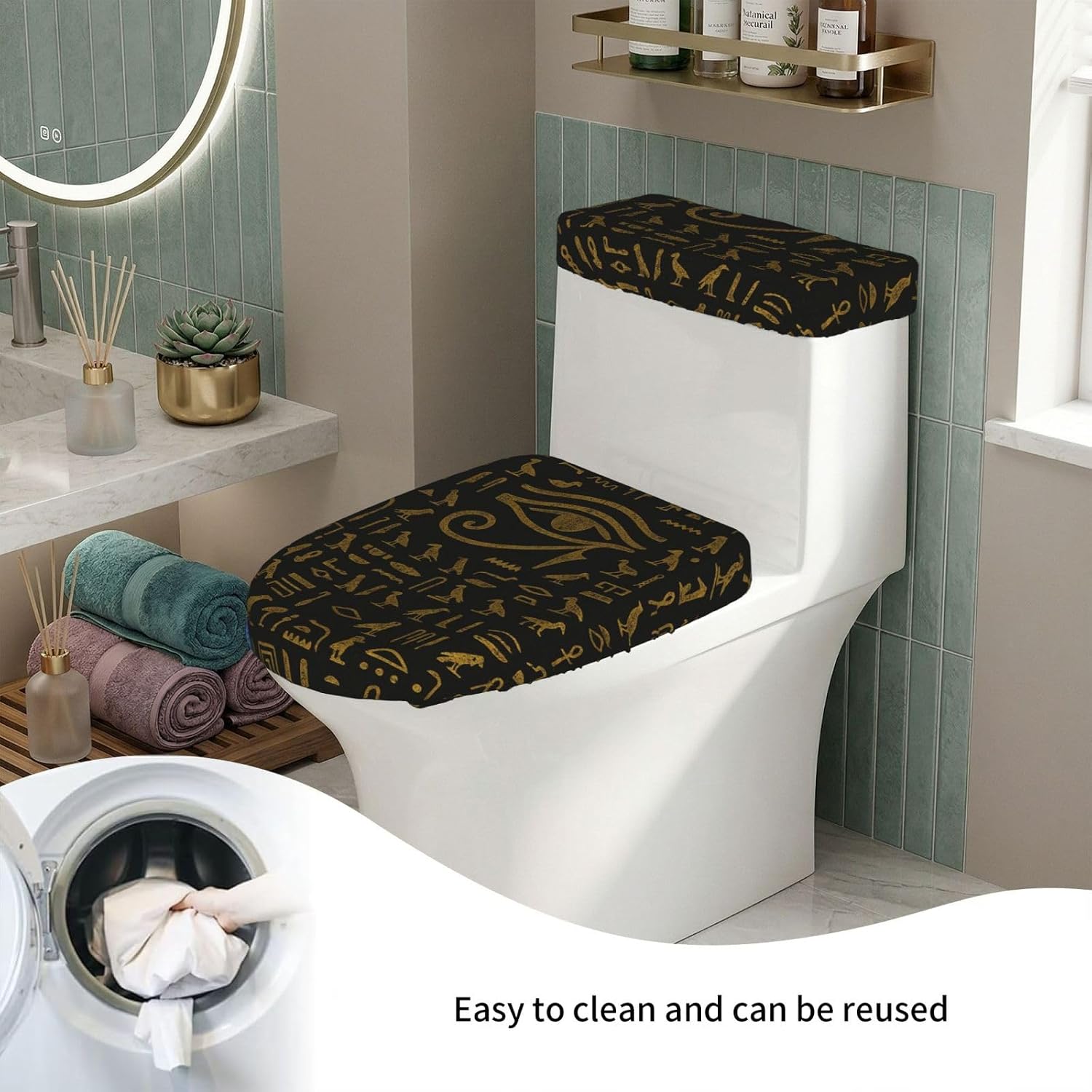Toilet Lid Cover Set Glitter Eye Of Horus Egypt