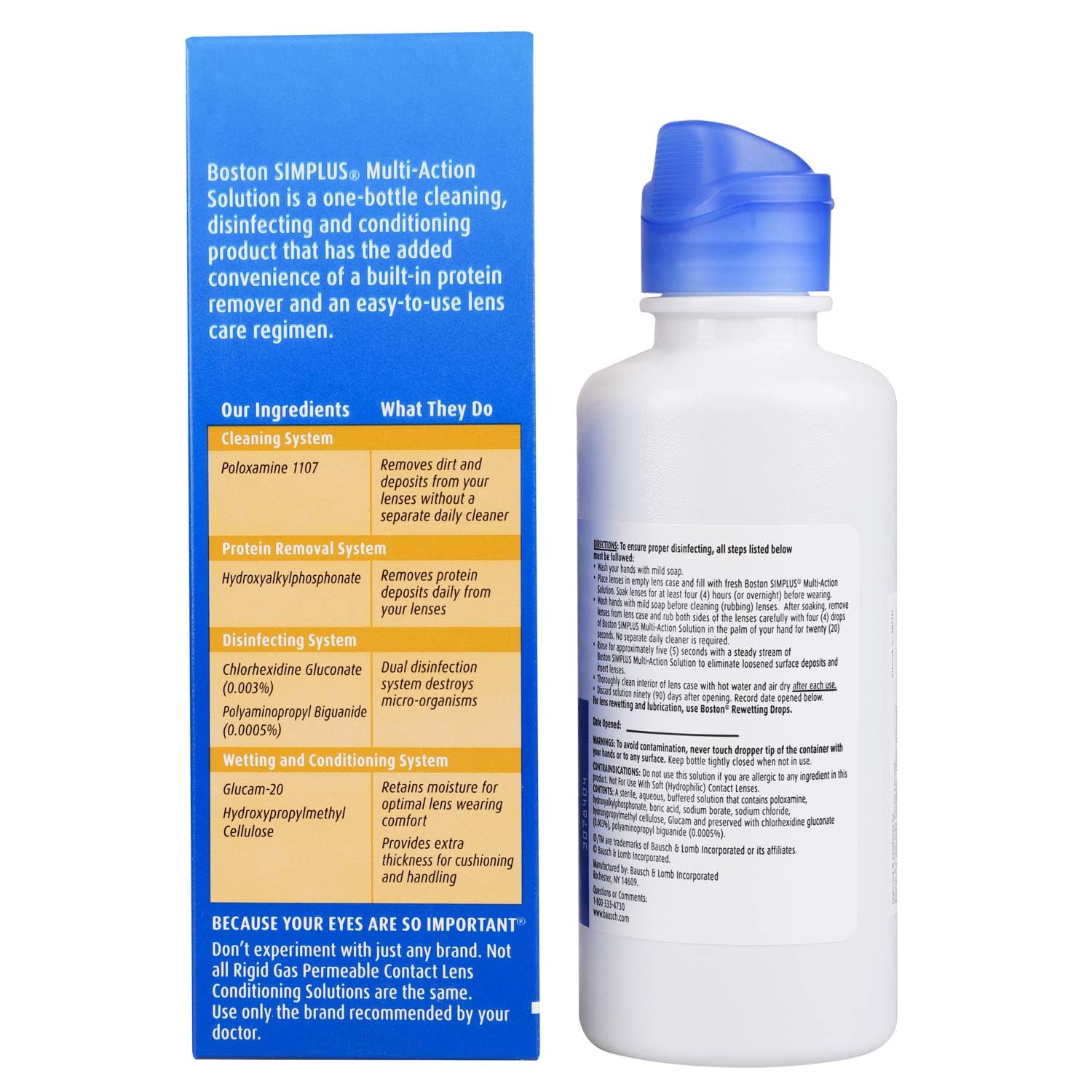 Bausch + Lomb Boston Simplus Multi-Action Solution for Rigid Gas Permeable Contact Lenses 105ml (Pack of 1)