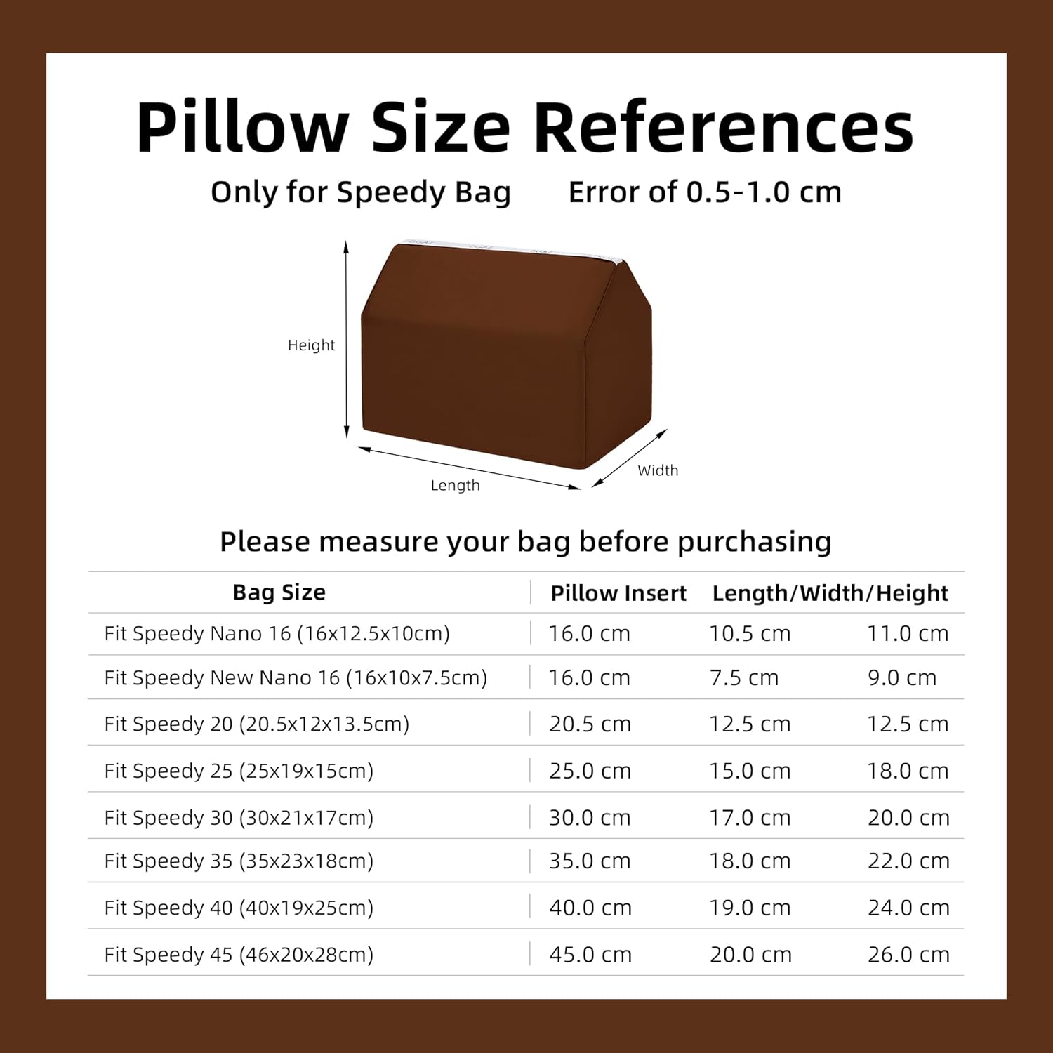 DGAZ Purse Pillow Shaper Insert for LV Speedy 16/New16/20/25/30/35/40/45 Bags, Silky Pillow Shaper for Luxury Handbags(Gold,25)