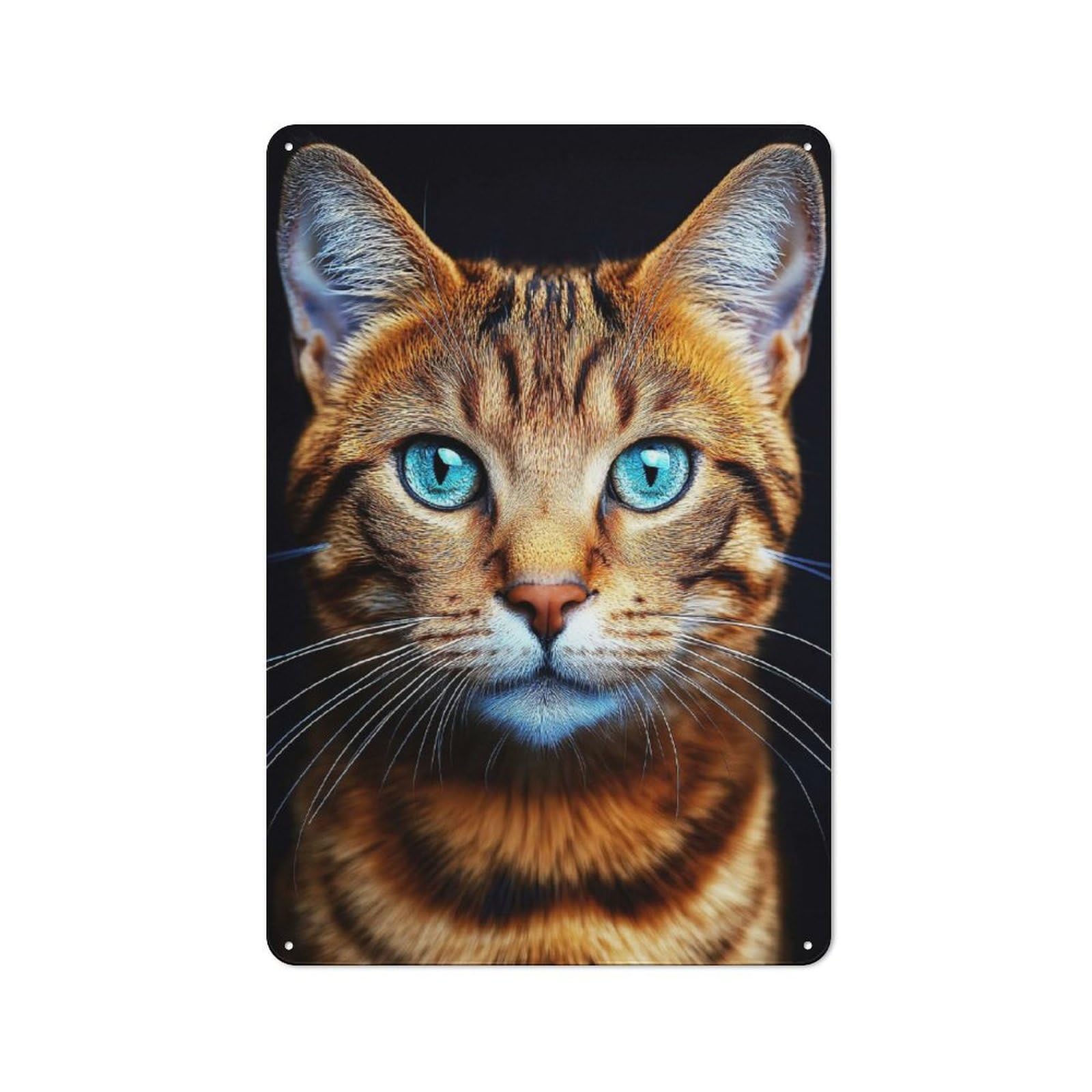 Junmoney Style-10 For Hobby Room Or Studio, Bengal Cat Portrait With Blue Eyes Retro Metal Sign 30X20cm, A Decorative Gift For A Newly Furnished Hobby Room And Studio