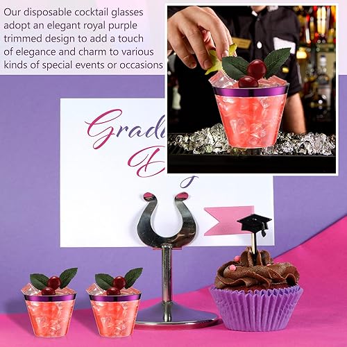 Miniatura 6 de Norme 50 vasos de plástico transparente de 9 onzas desechables con borde de plástico, vasos de vino desechables, vasos para fiestas, vasos de cóctel