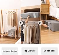 Vista 6 de Almacenamiento debajo de la cama con ventana transparente/tela resistente 600D, bolsas de almacenamiento debajo de la cama para ropa, ropa, manta