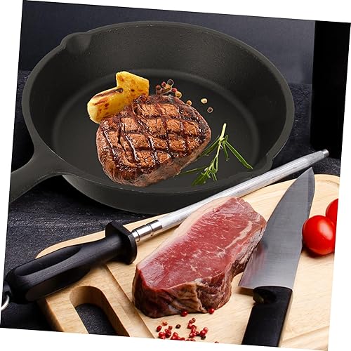 Miniatura 4 de DOITOOL Sartén antiadherente de hierro fundido con tabla de madera, sartén de cocina gruesa para tortilla de bistec y cocina casera, olla de cocción