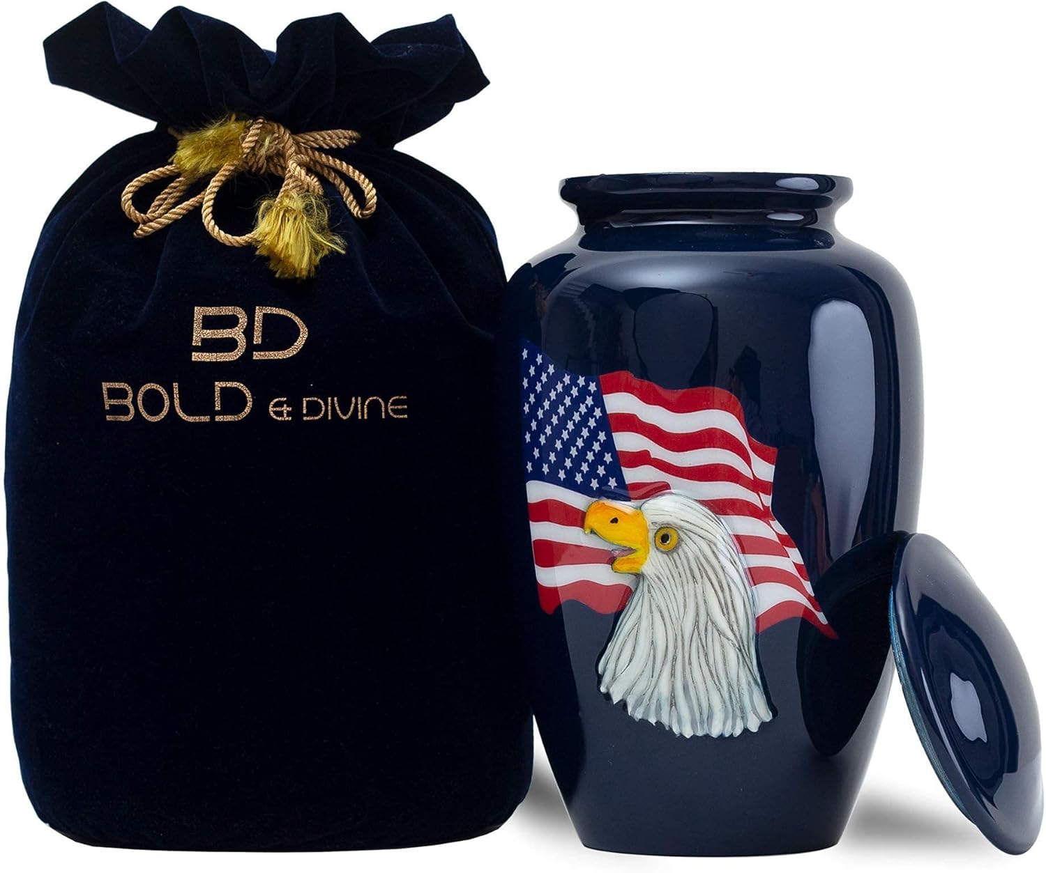 BOLD & DIVINE™ American Flag with Eagle Patriotic Cremation Urn Human