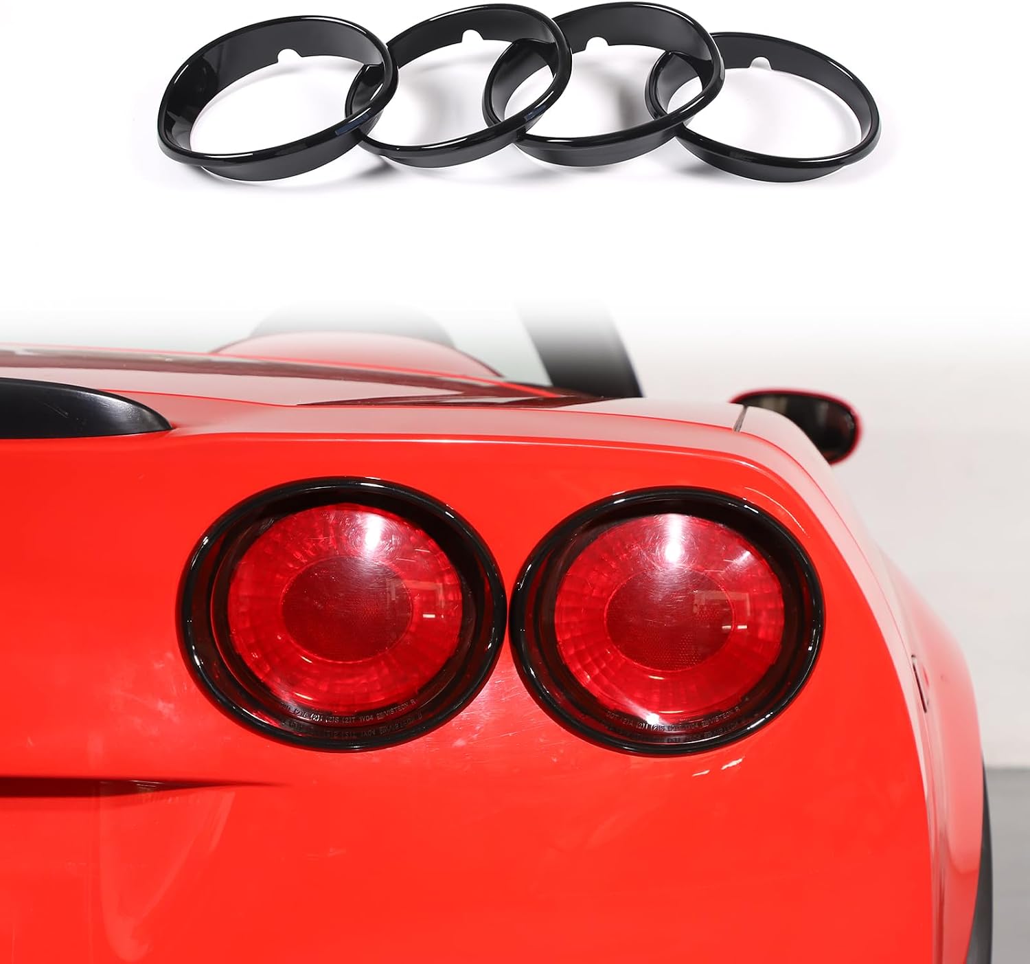 Tail Light Cover Guard Compatible with Chevy Corvette C6 2005-2013, Rear Tail Light Guards Cover, Tail Light Lamp Cover Guard Trim Frame Bezels Decoration (Gloss Silver)