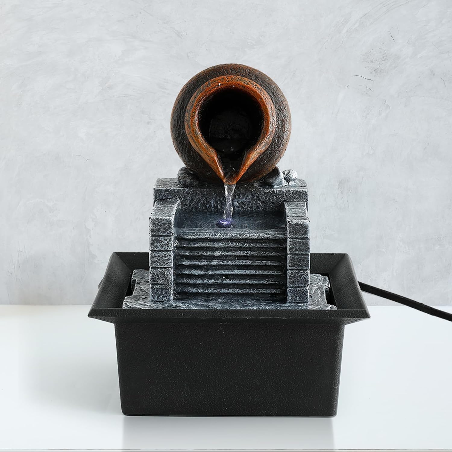 Nostrae by Ekhasa Modern Water Fountains for Home Decor | Cascade Waterfall Fountain Indoor for Living Room, Balcony & Garden Outdoor | Small Mini Fountain Water Falls Showpiece, Home Decoration Items