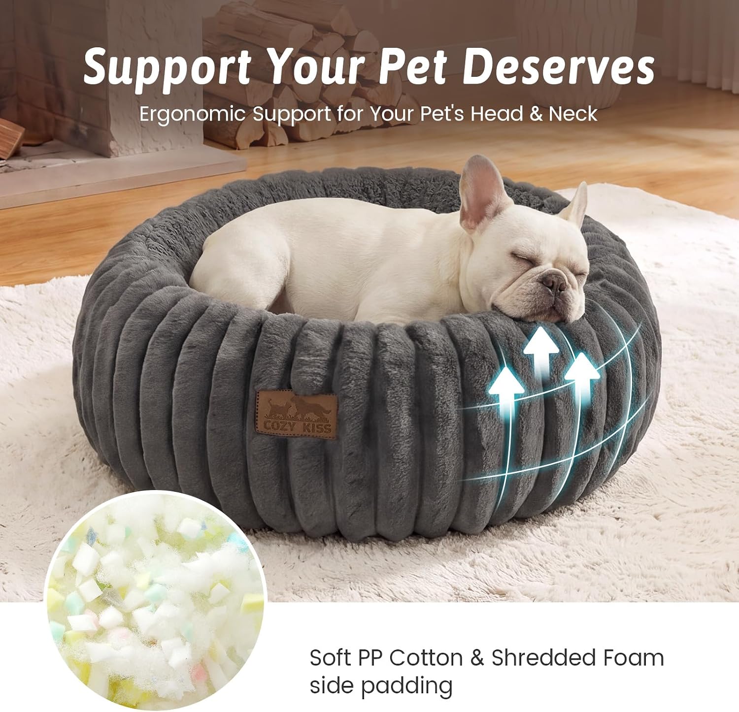 COZY KISS Donut Calming Pet Bed for Cats and Small Dogs 26 in. — view 4
