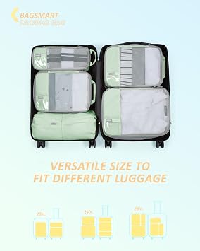 BAGSMART 6pcs Compression Travel Packing Cubes for Suitcases Backpack